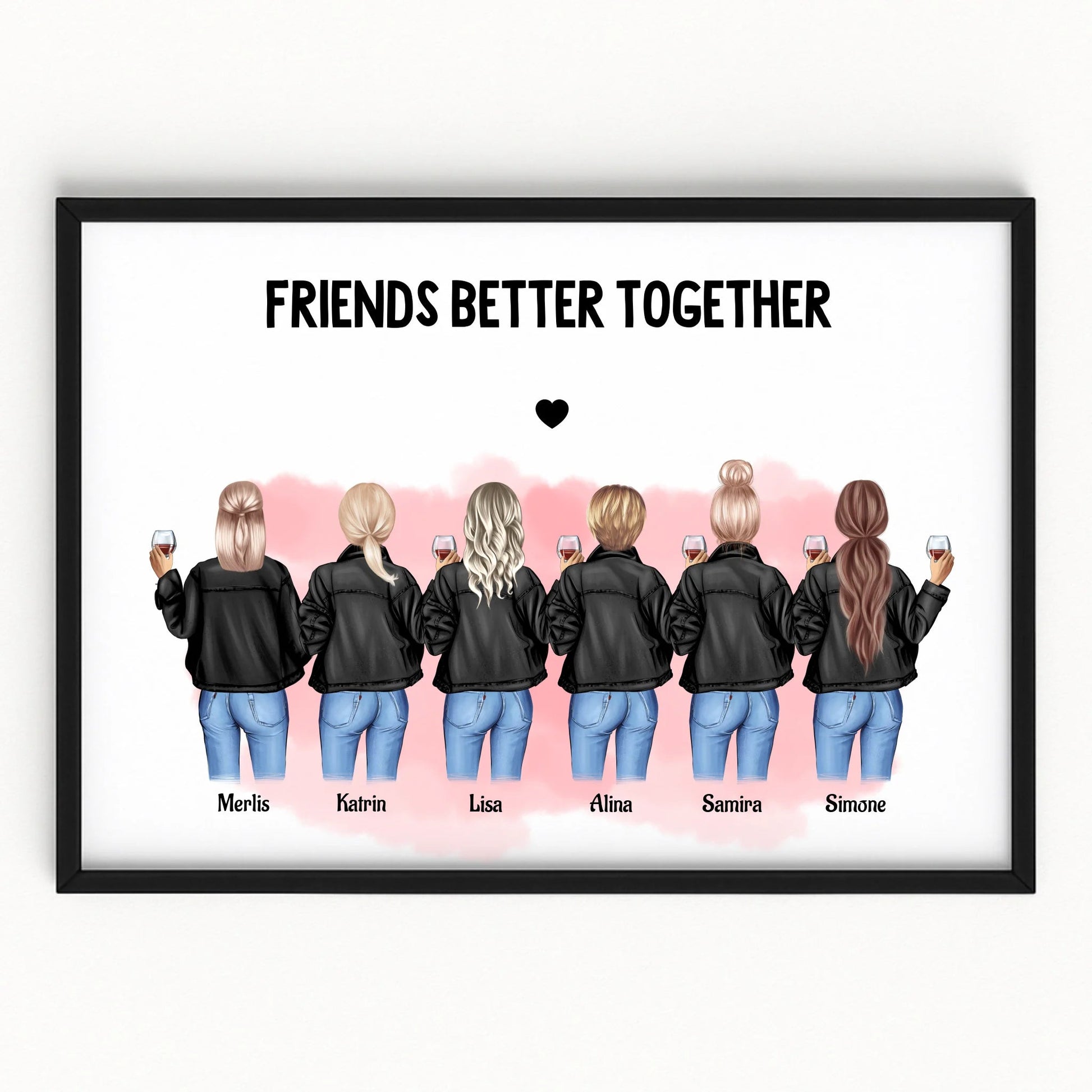 Personalisiertes 6 Freundinnen Bild Geschenk mit Spruch - Prinolla