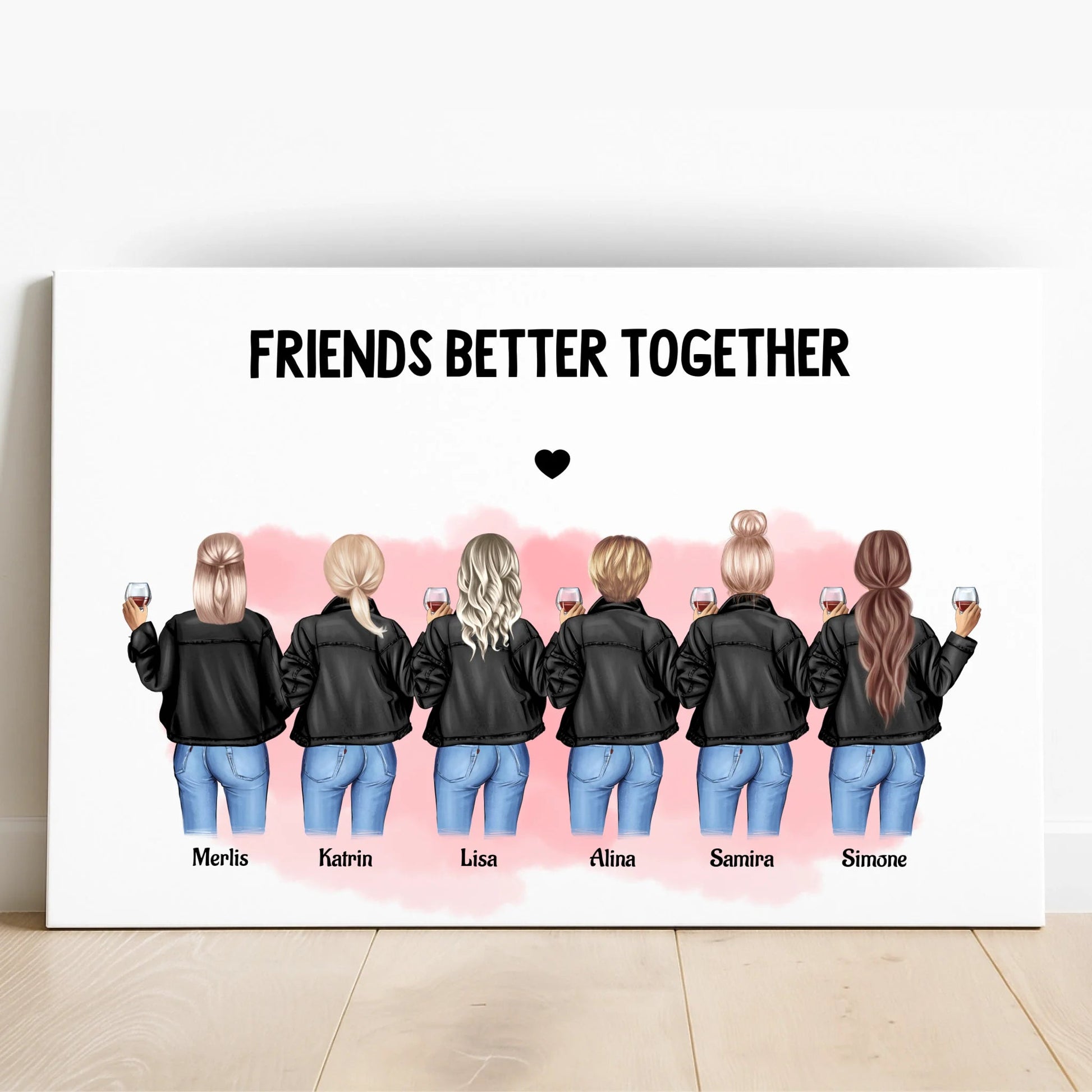 Personalisiertes 6 Freundinnen Bild Geschenk mit Spruch - Prinolla