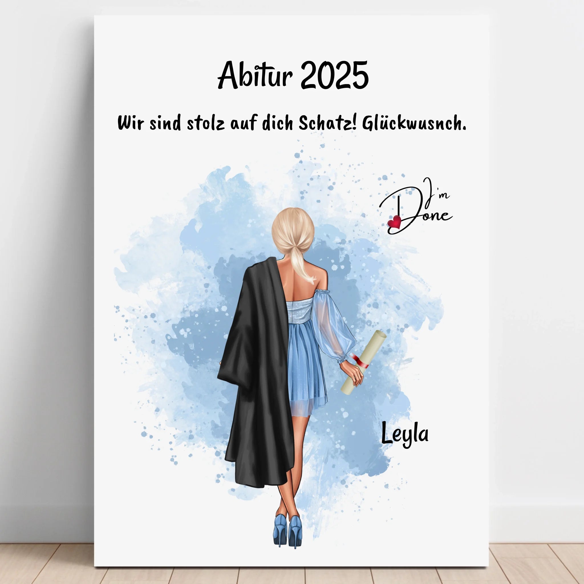 Personalisiertes Abitur bestanden Bild Geschenk - Prinolla