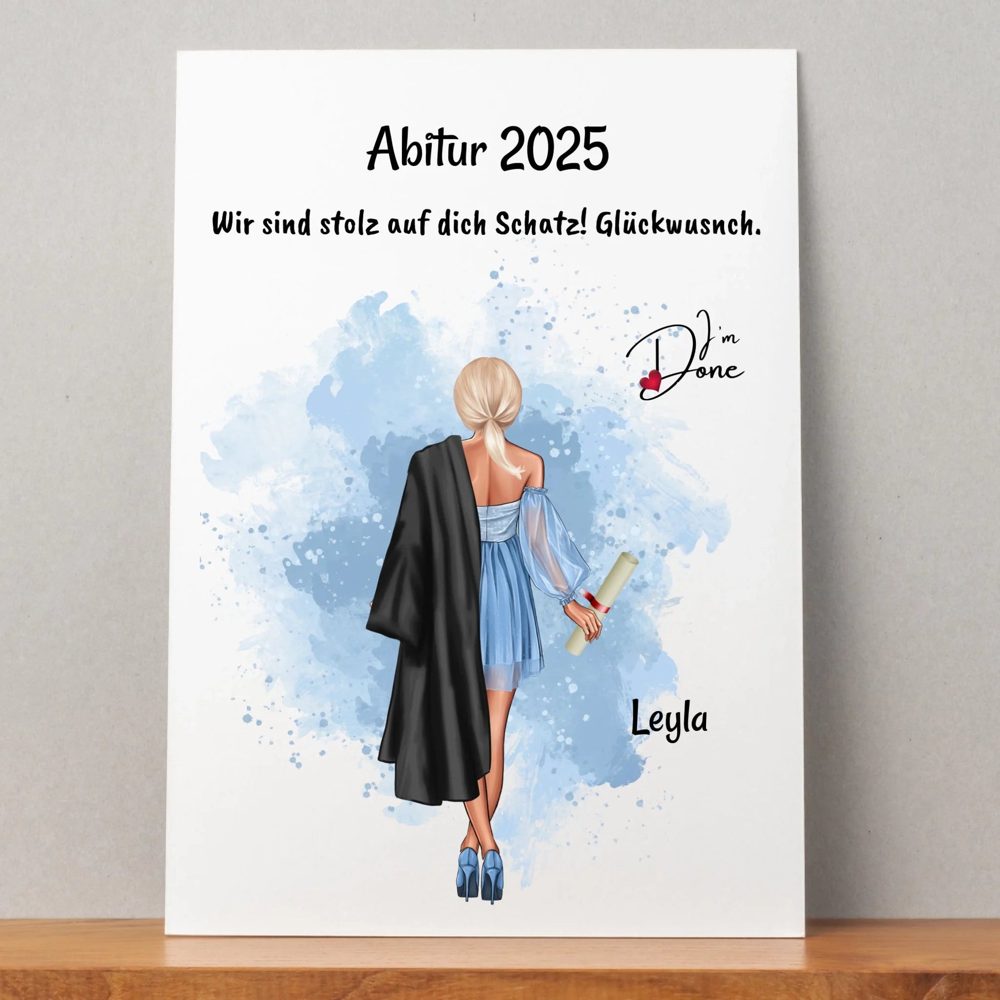 Personalisiertes Abitur bestanden Bild Geschenk - Prinolla