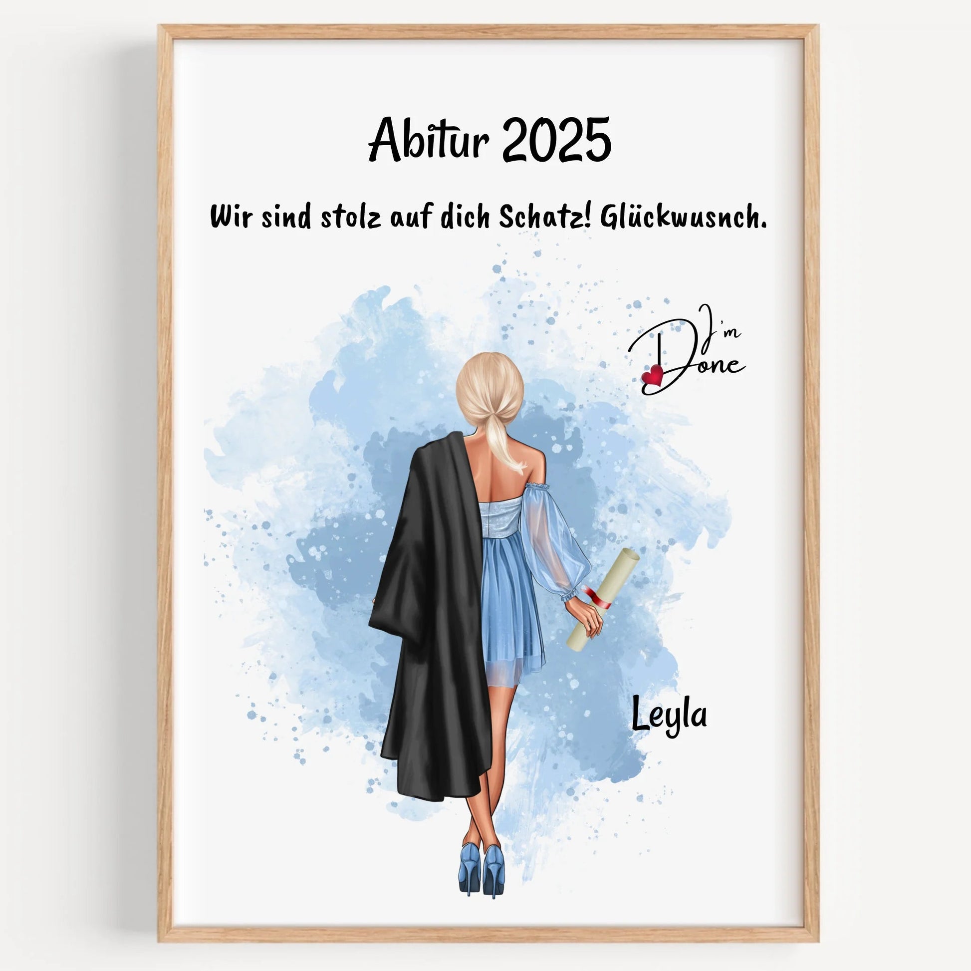 Personalisiertes Abitur bestanden Bild Geschenk - Prinolla