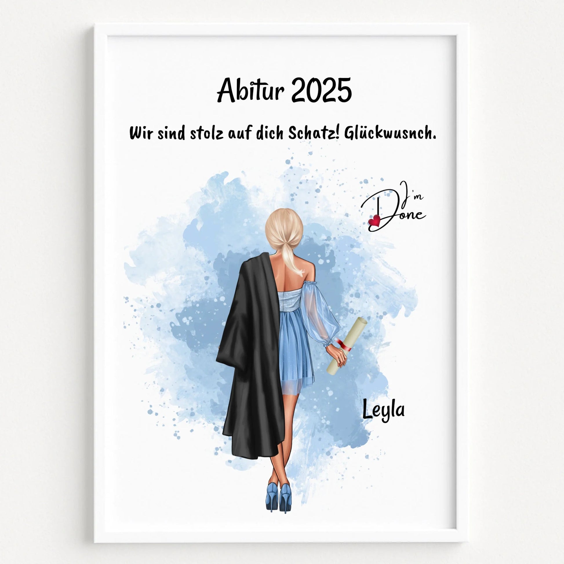 Personalisiertes Abitur bestanden Bild Geschenk - Prinolla
