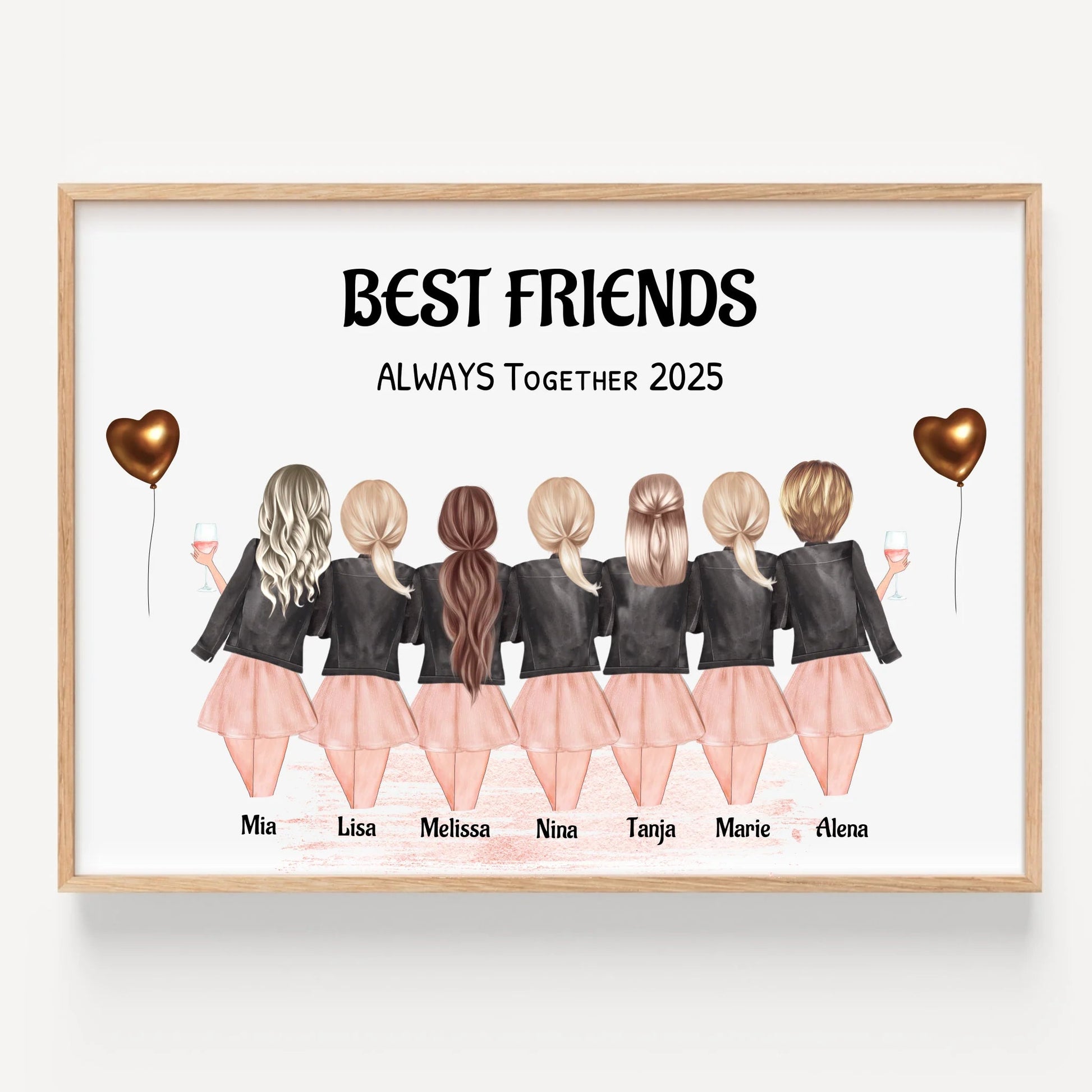 Personalisiertes Freundinnen Poster 7 Personen Geschenk - Prinolla
