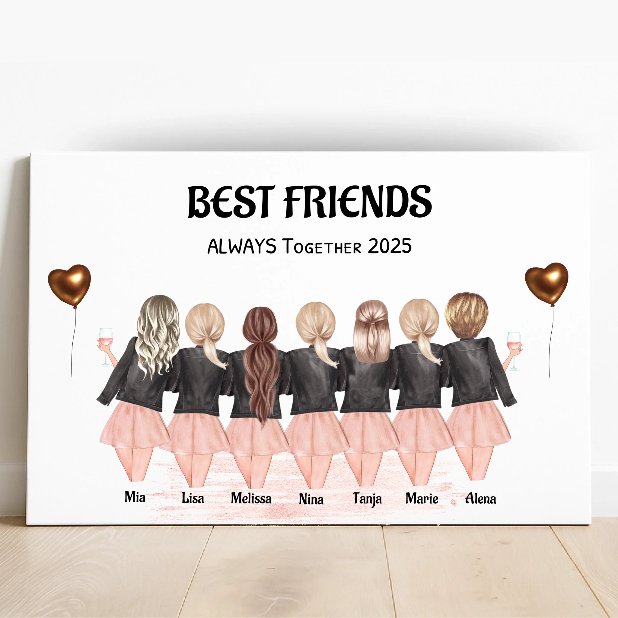 Personalisiertes Freundinnen Poster 7 Personen Geschenk - Prinolla