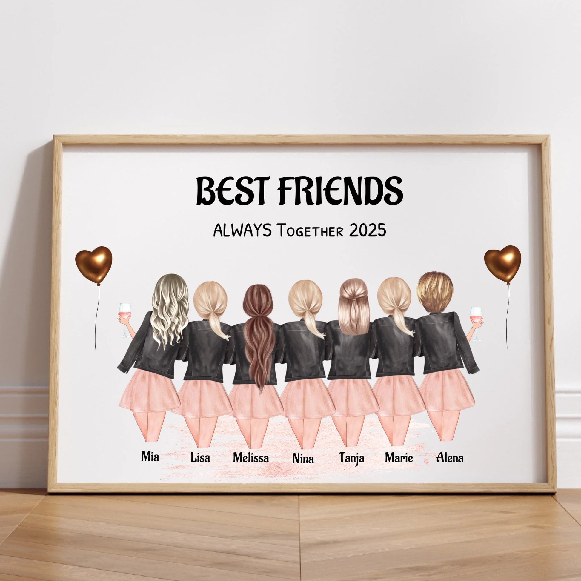 Personalisiertes Freundinnen Poster 7 Personen Geschenk - Prinolla