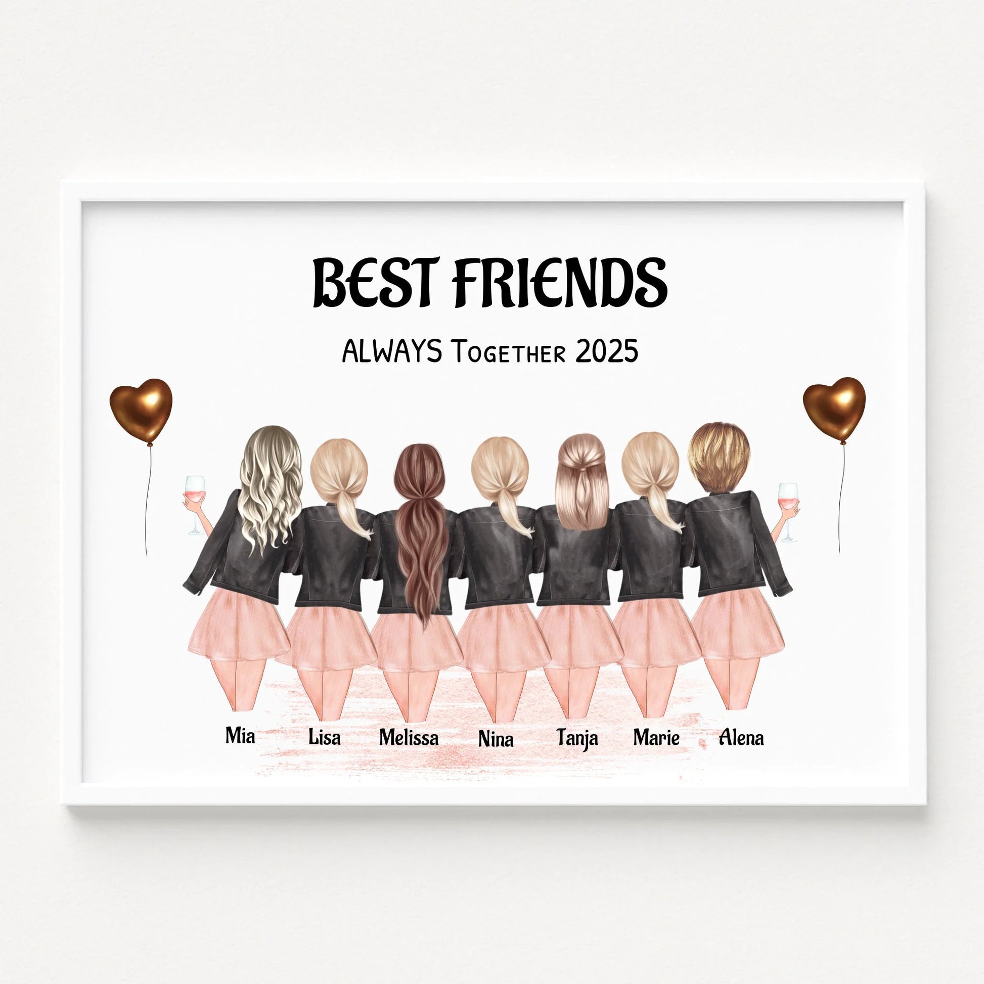 Personalisiertes Freundinnen Poster 7 Personen Geschenk - Prinolla