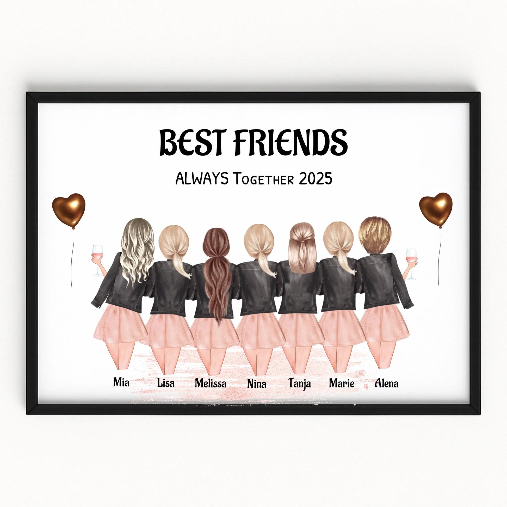 Personalisiertes Freundinnen Poster 7 Personen Geschenk - Prinolla