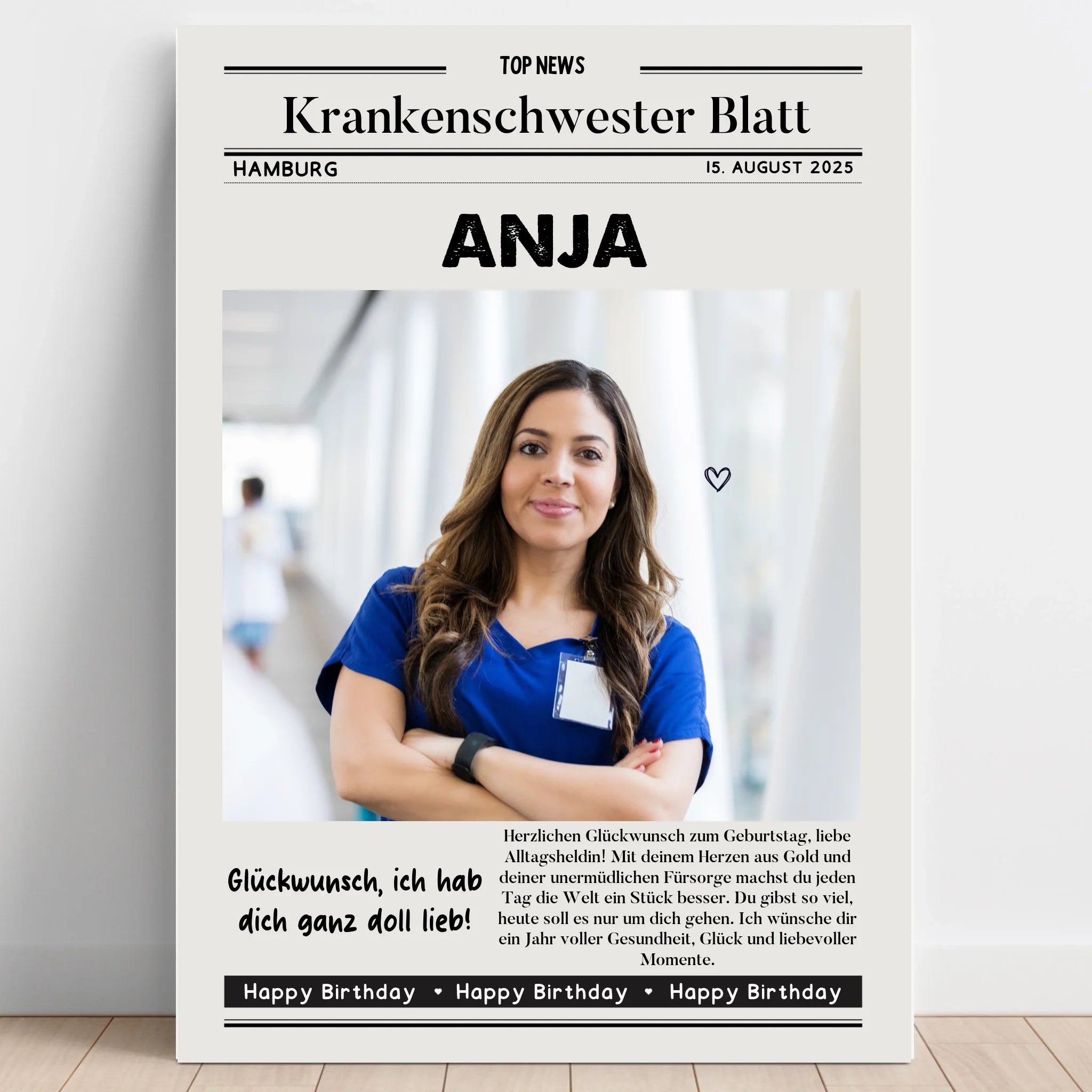 Personalisiertes Krankenschwester Zeitungsposter Geschenk - Prinolla