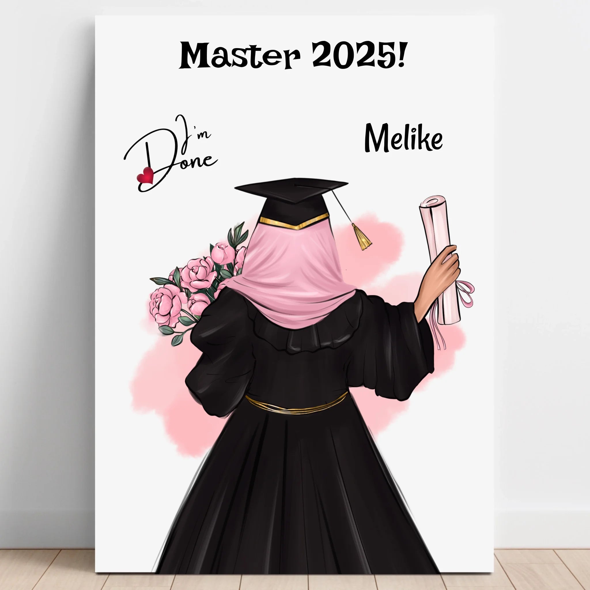 Personalisiertes Master Geschenk Poster für Mädchen Mit Kopftuch - Prinolla