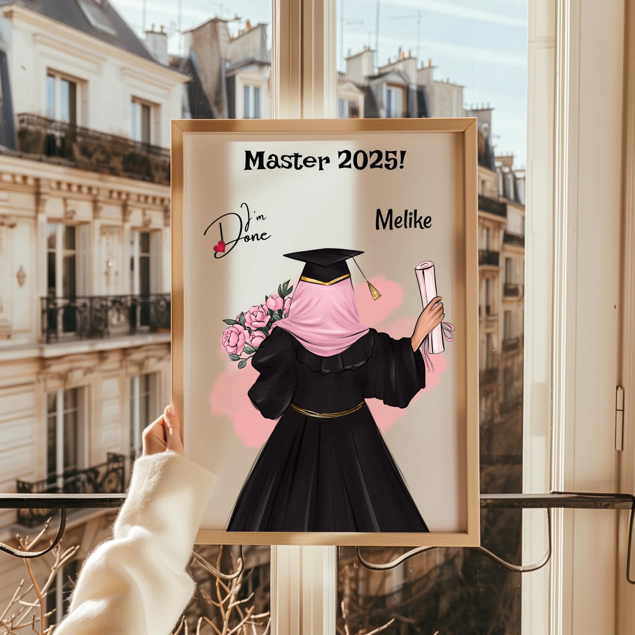 Personalisiertes Master Geschenk Poster für Mädchen Mit Kopftuch - Prinolla