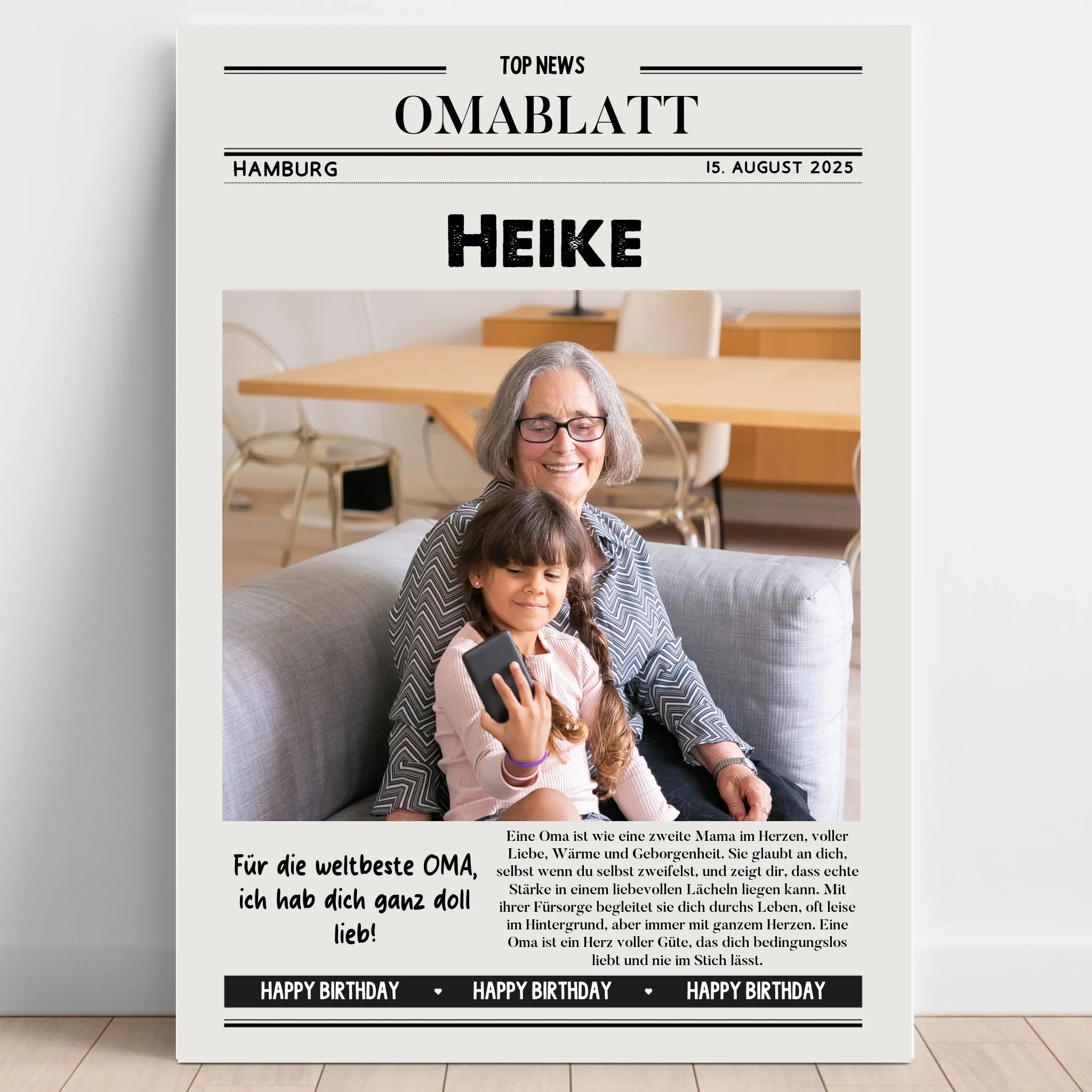 Personalisiertes Oma Geschenk Zeitungsposter mit Foto - Prinolla