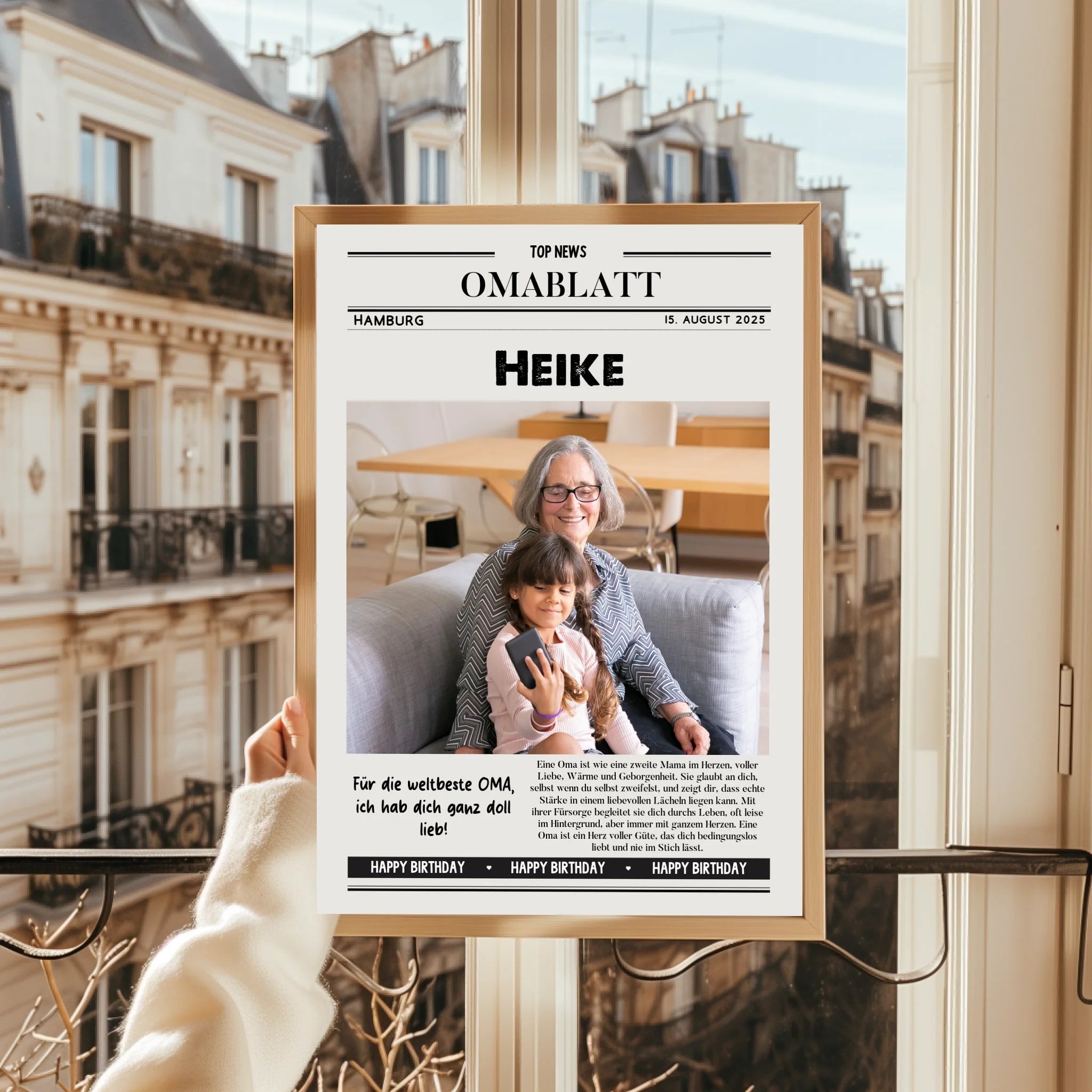 Personalisiertes Oma Geschenk Zeitungsposter mit Foto - Prinolla