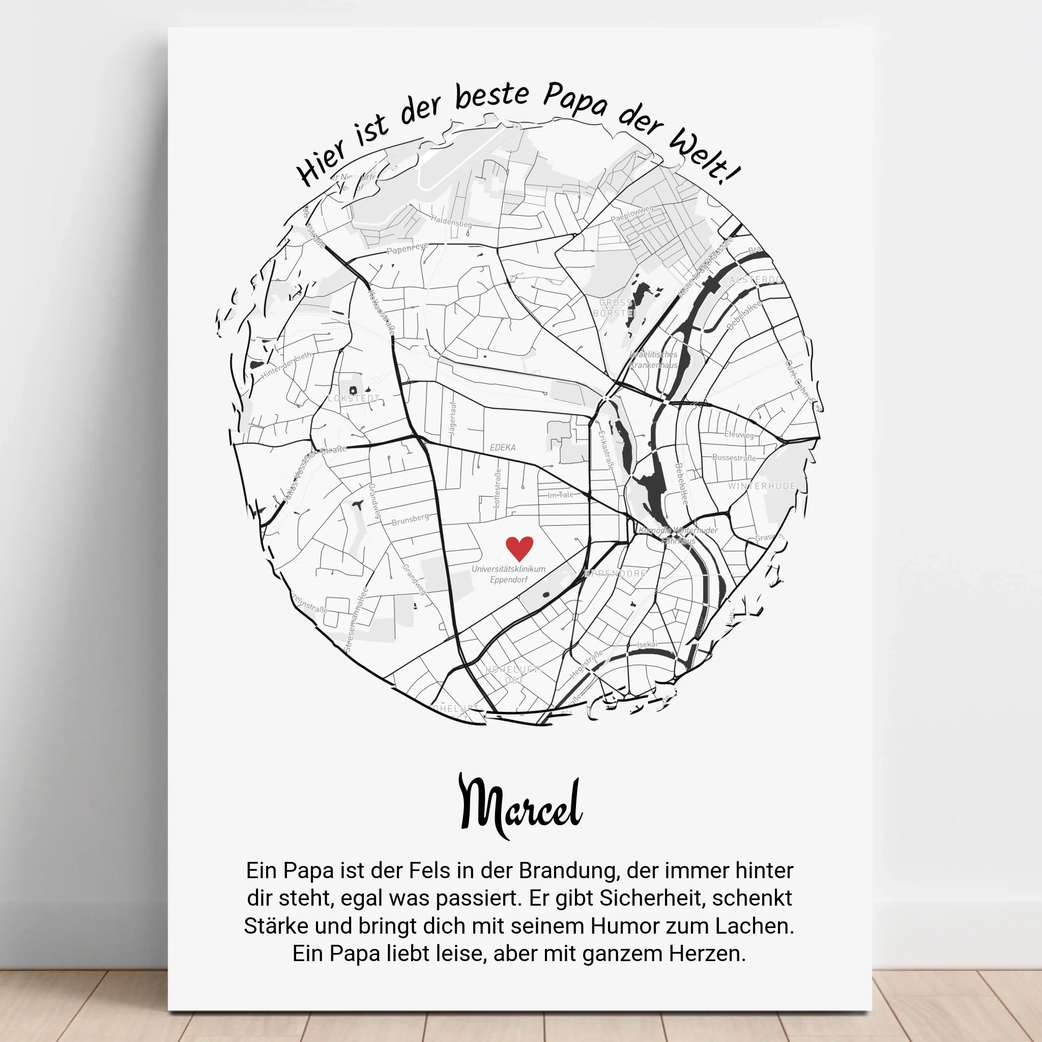 Personalisiertes Papa Geschenk Stadtkarte Definition Poster - Prinolla