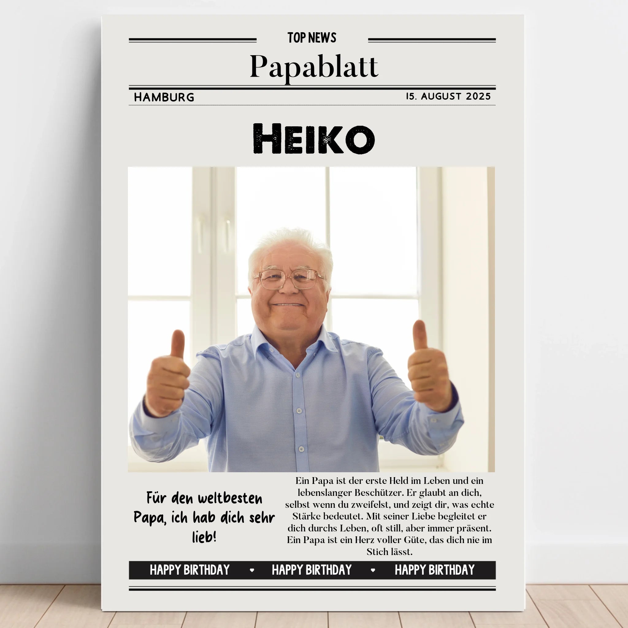 Personalisiertes Papa Zeitungsposter Geschenk mit Foto - Prinolla