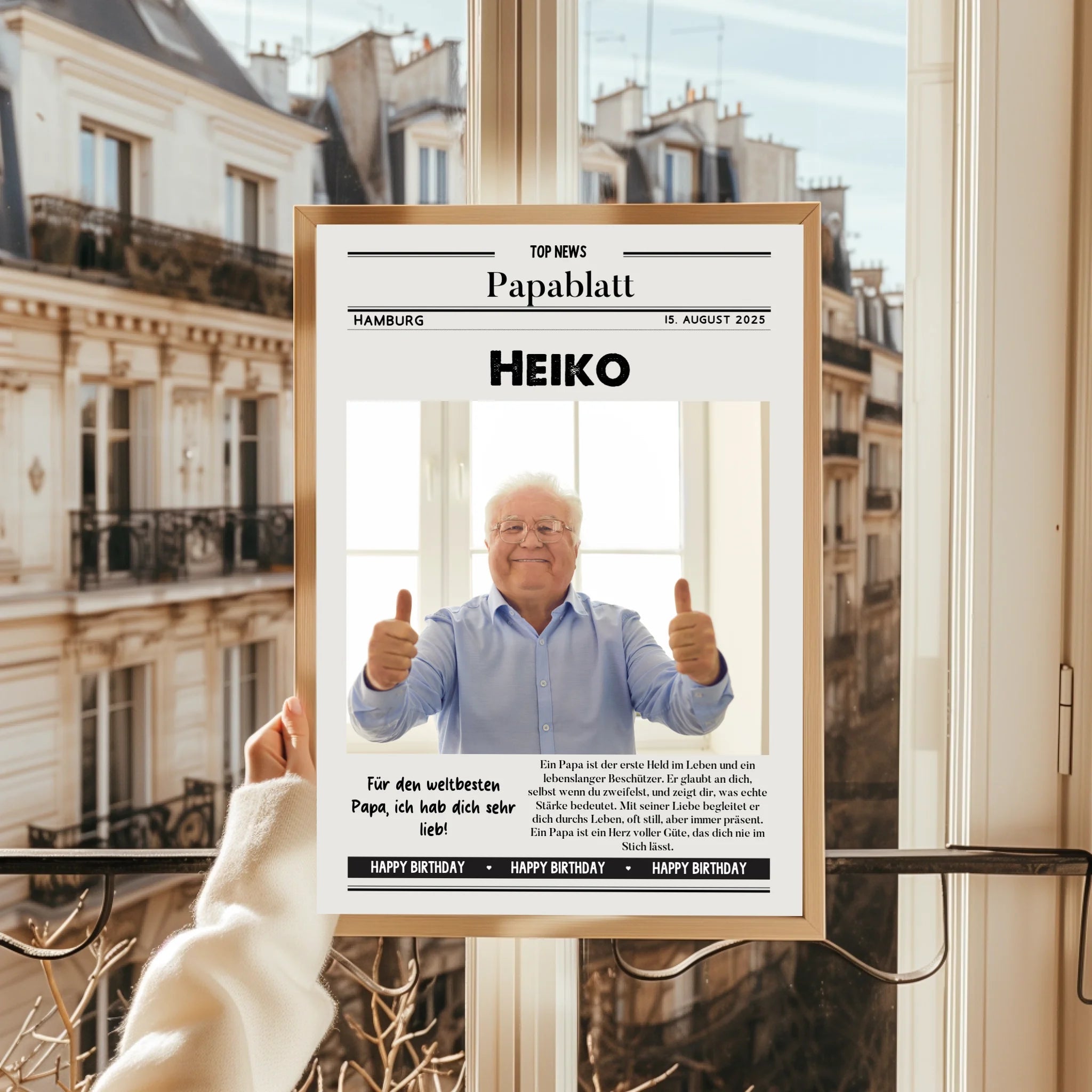 Personalisiertes Papa Zeitungsposter Geschenk mit Foto - Prinolla