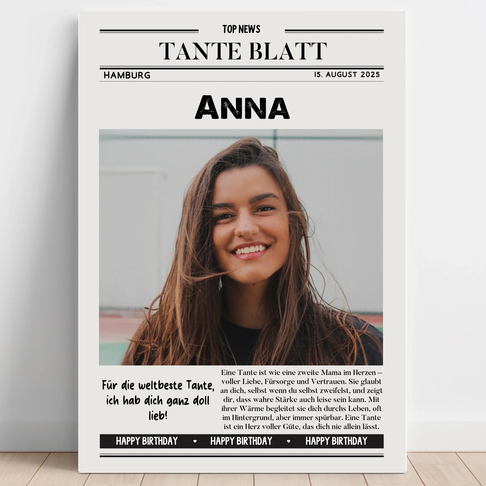 Personalisiertes Tante Zeitungsposter Geschenk zum Geburtstag - Prinolla