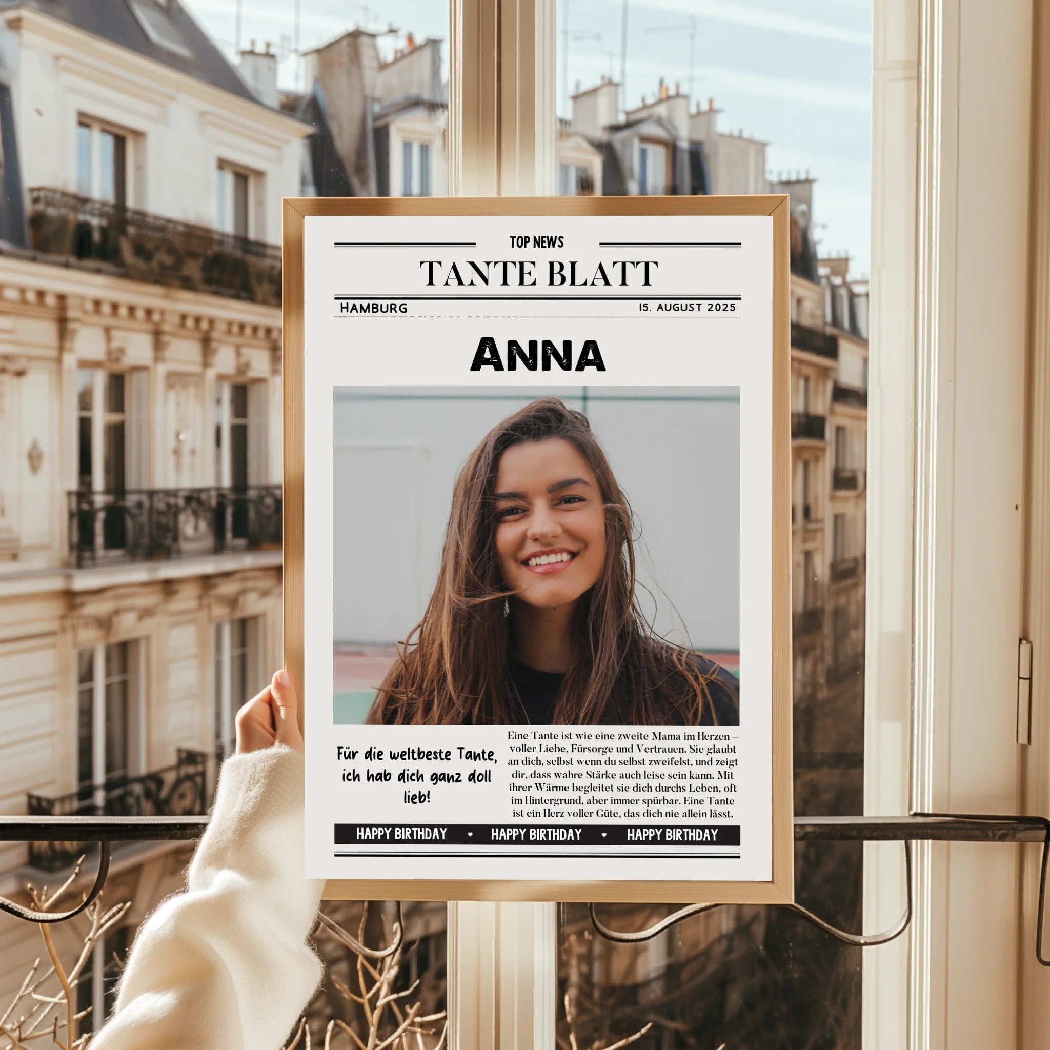 Personalisiertes Tante Zeitungsposter Geschenk zum Geburtstag - Prinolla