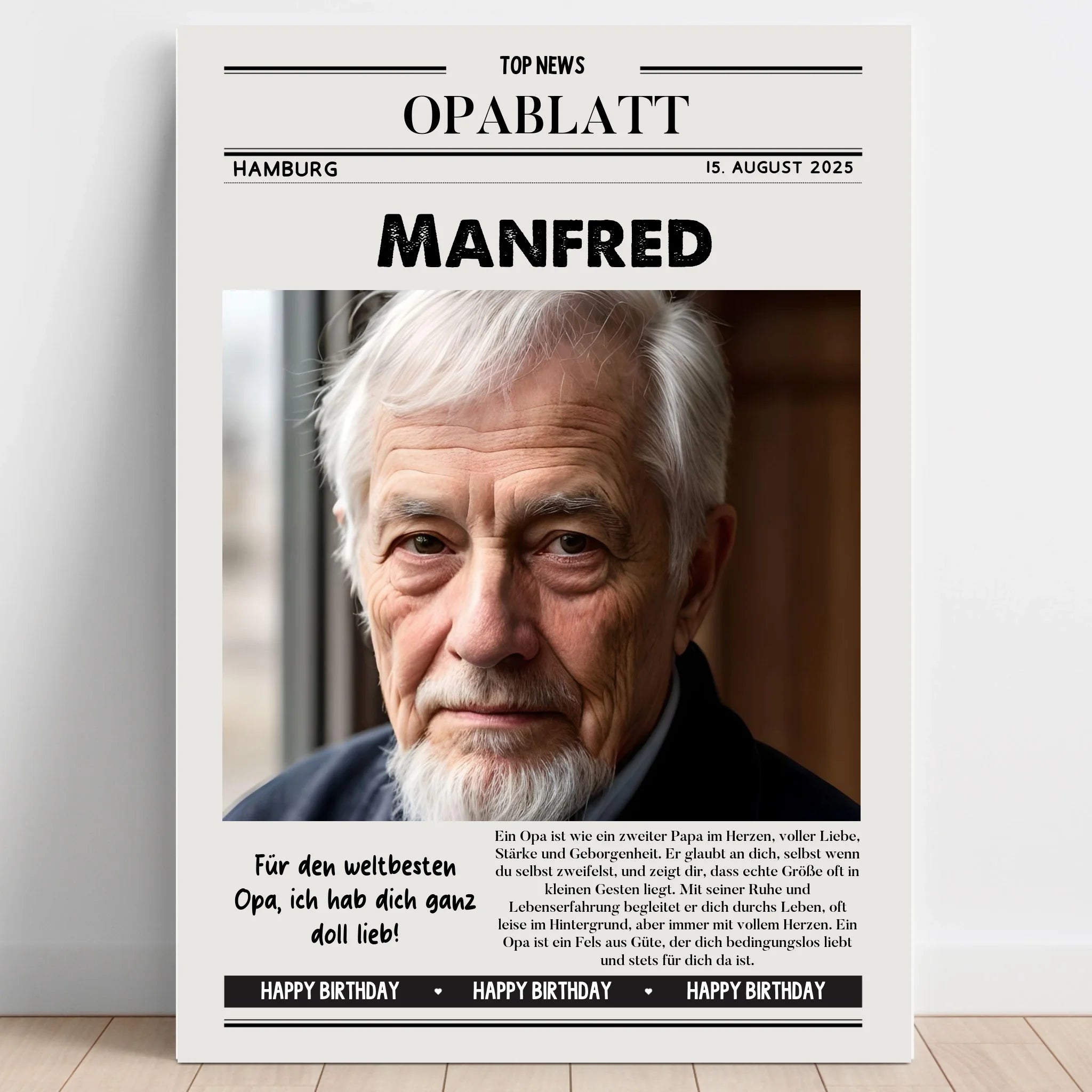 Personalisiertes Zeitungsposter Geschenk für Opa gestalten - Prinolla