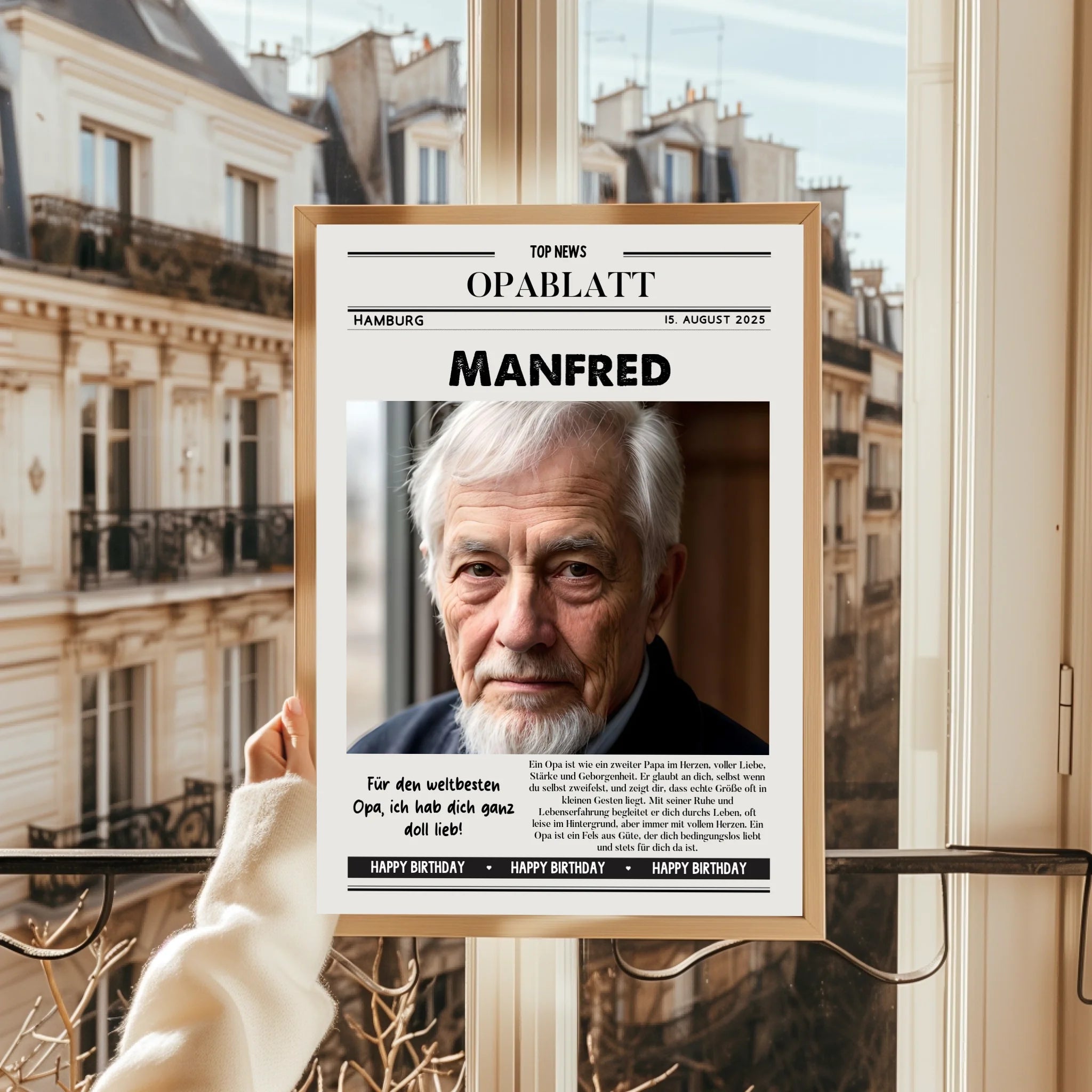 Personalisiertes Zeitungsposter Geschenk für Opa gestalten - Prinolla