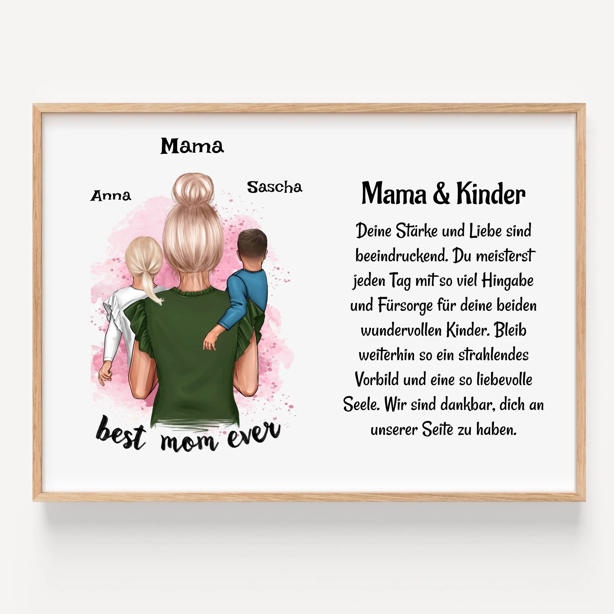 Persönliches Mutter Kinder Bild Geschenk mit Spruch - Prinolla