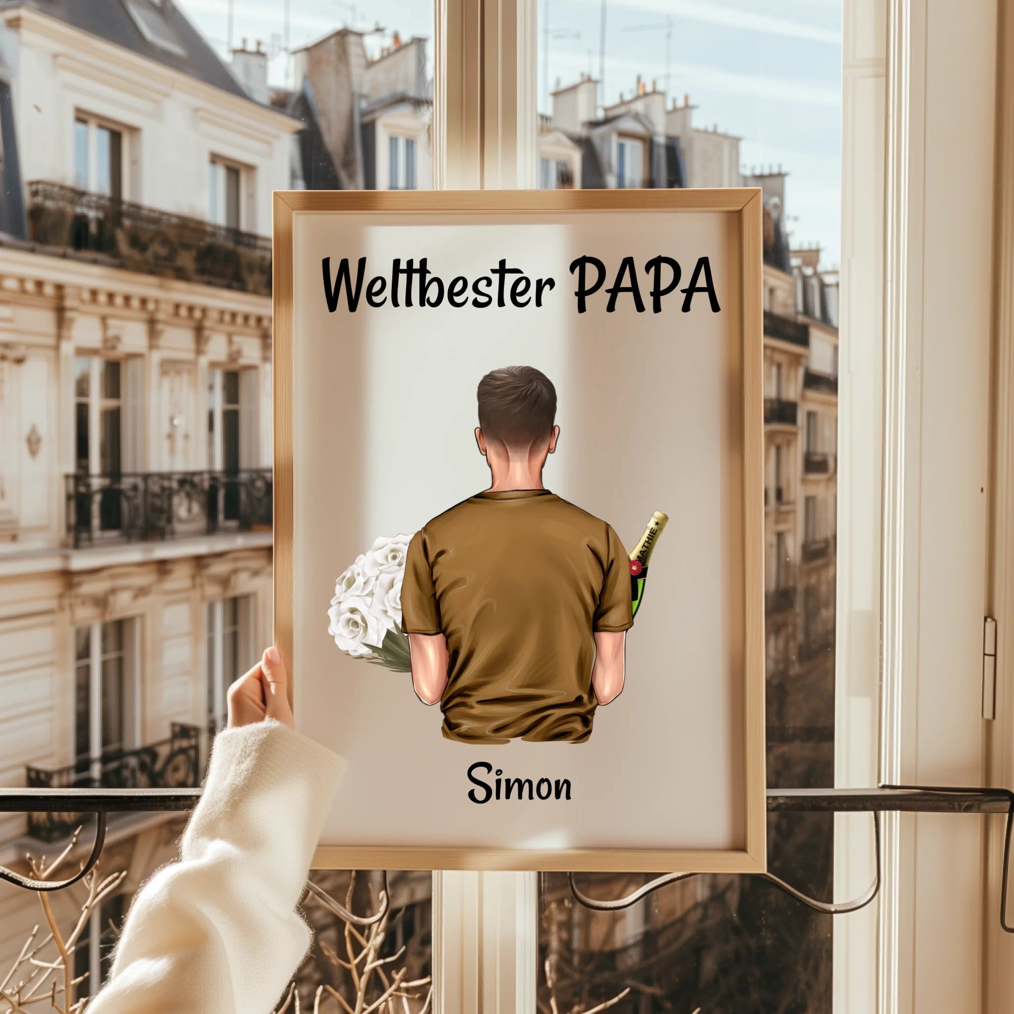 Persönliches Papa Bild Illustration Geschenk zum Geburtstag - Prinolla