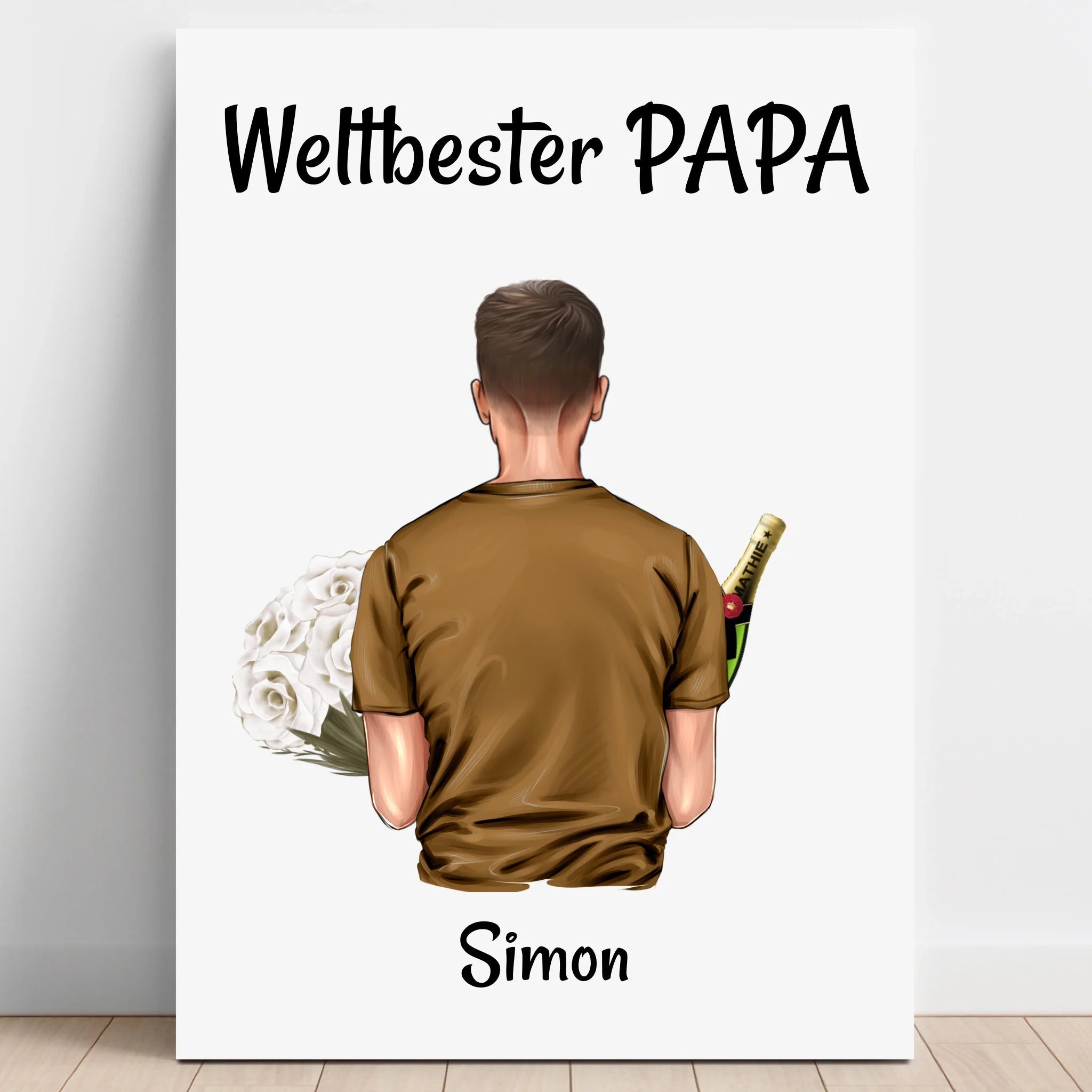Persönliches Papa Bild Illustration Geschenk zum Geburtstag - Prinolla