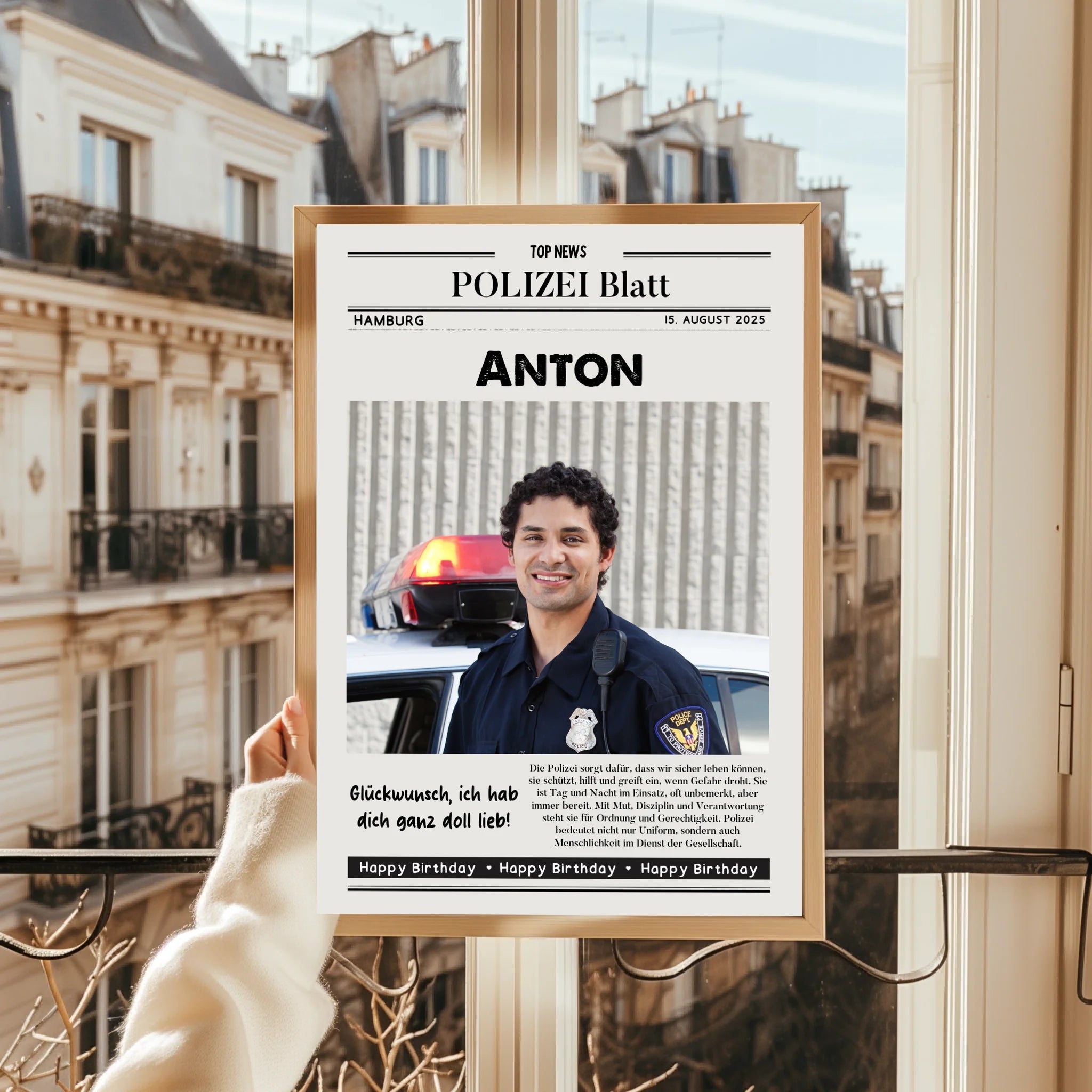 Persönliches Polizei Geschenk Zeitungsposter mit Foto - Prinolla