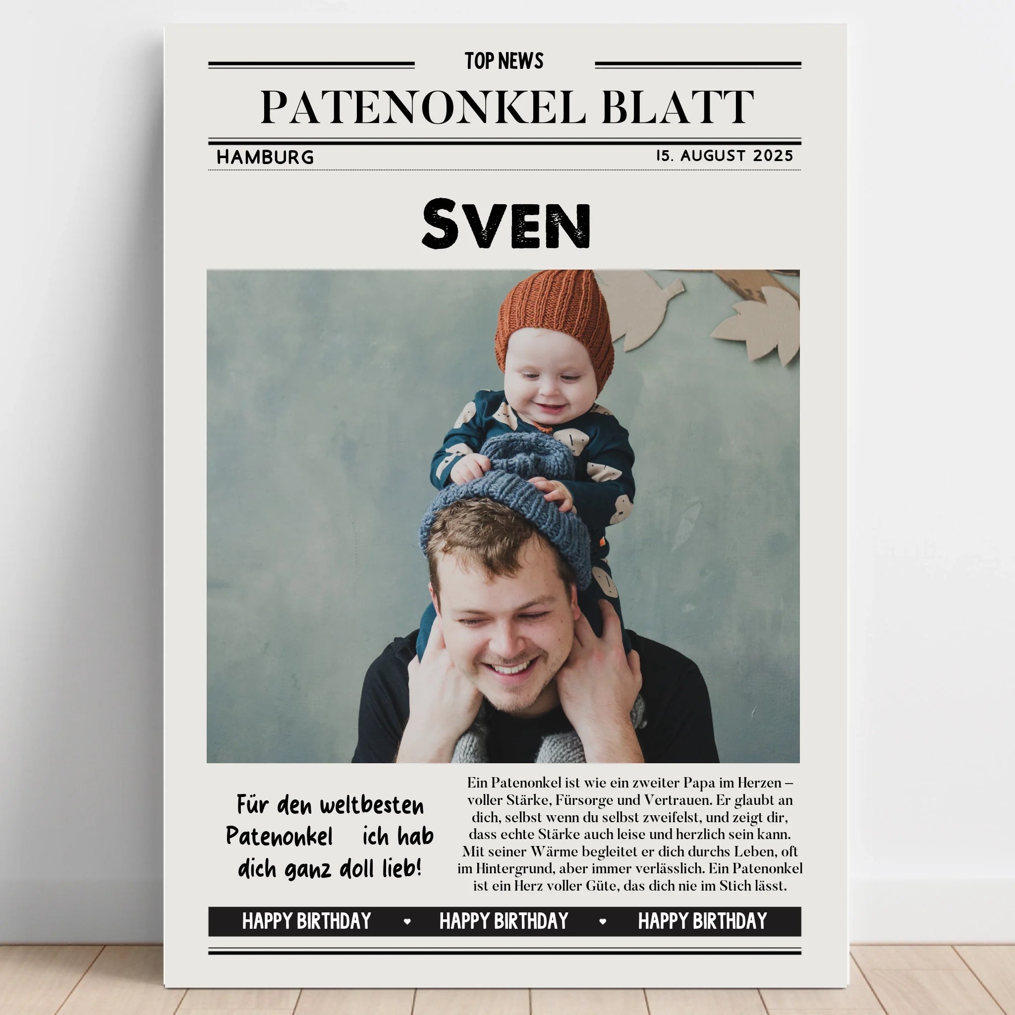 Persönliches Zeitungsposter Patenonkel Geschenk zum Geburtstag personalisiert - Prinolla