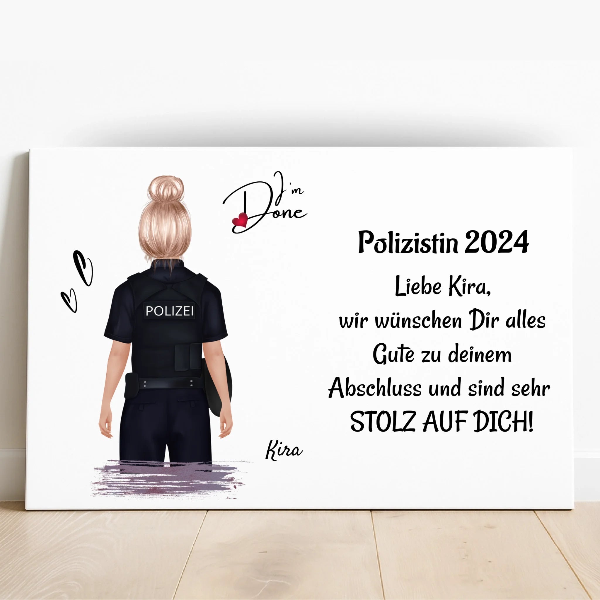 Polizei Ausbildung bestanden Geschenk Frau Poster personalisiert - Prinolla