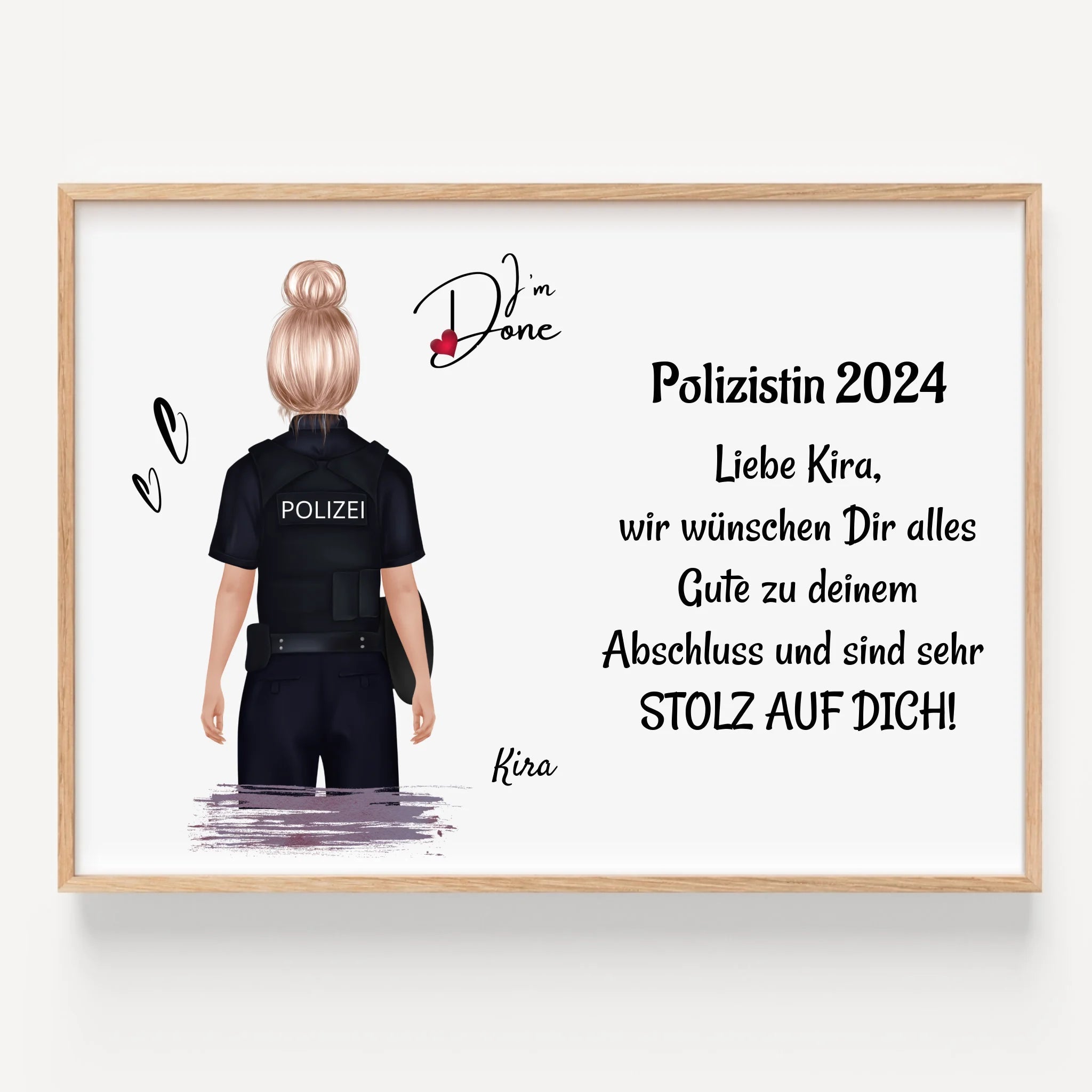 Polizei Ausbildung bestanden Geschenk Frau Poster personalisiert - Prinolla