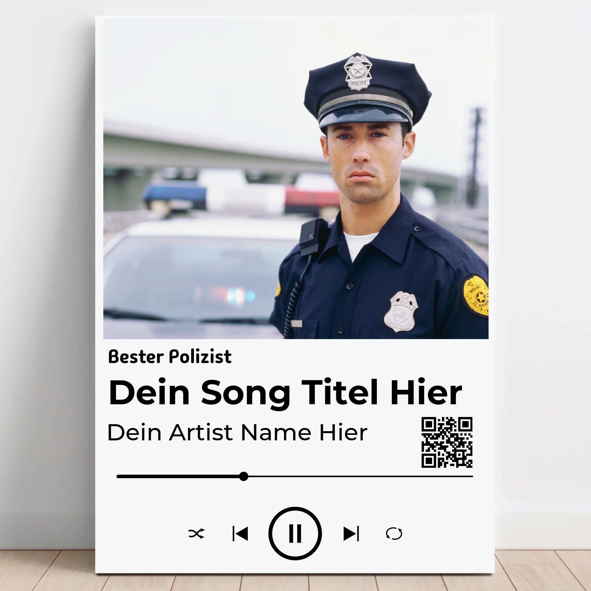 Polizei Geschenkidee Musikposter Lieblingssong gestalten - Prinolla