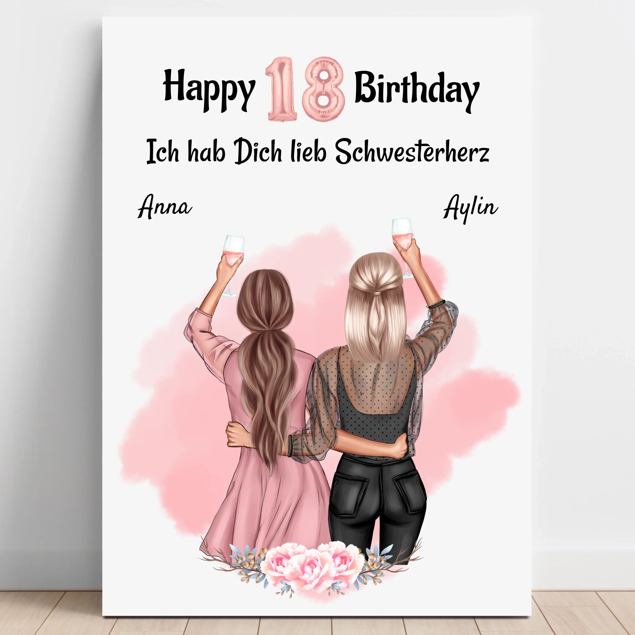 Schwester 18 Geburtstag Geschenk Poster personalisiert - Prinolla
