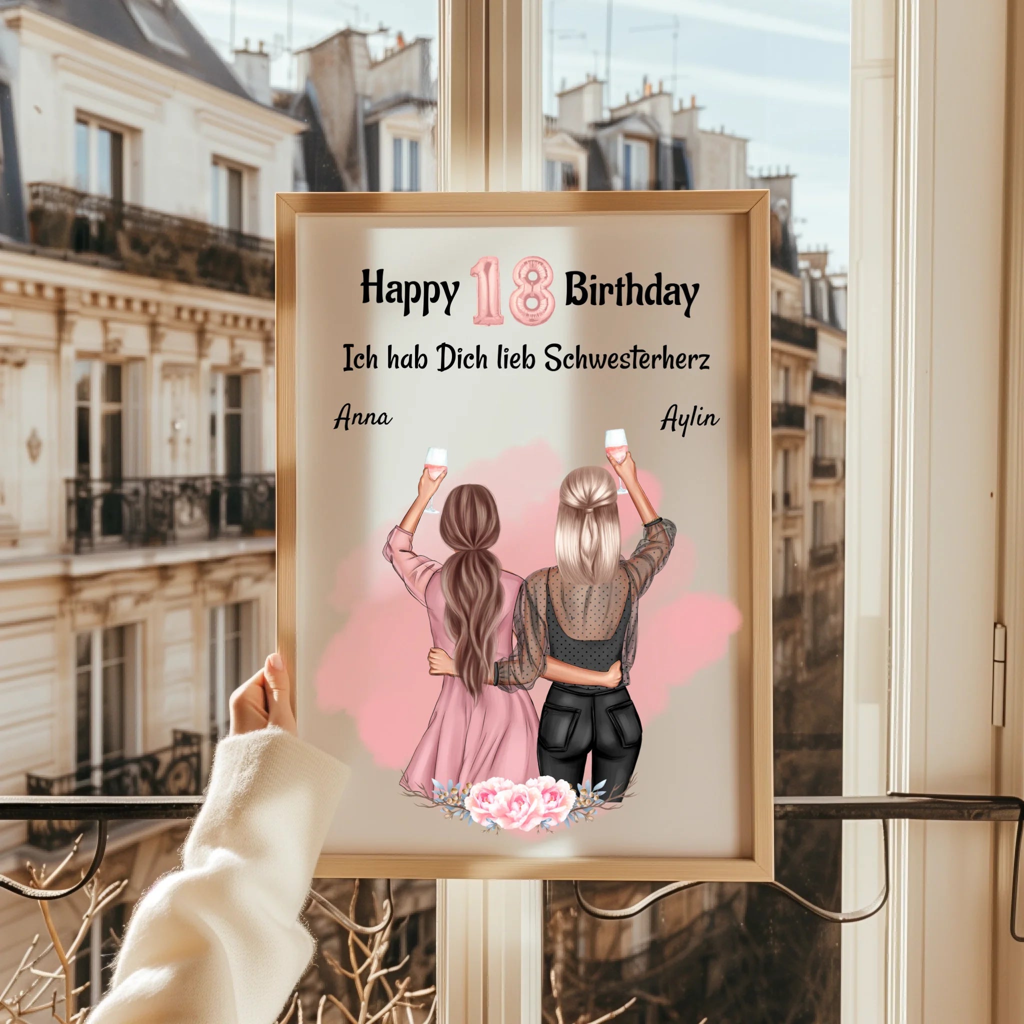 Schwester 18 Geburtstag Geschenk Poster personalisiert - Prinolla