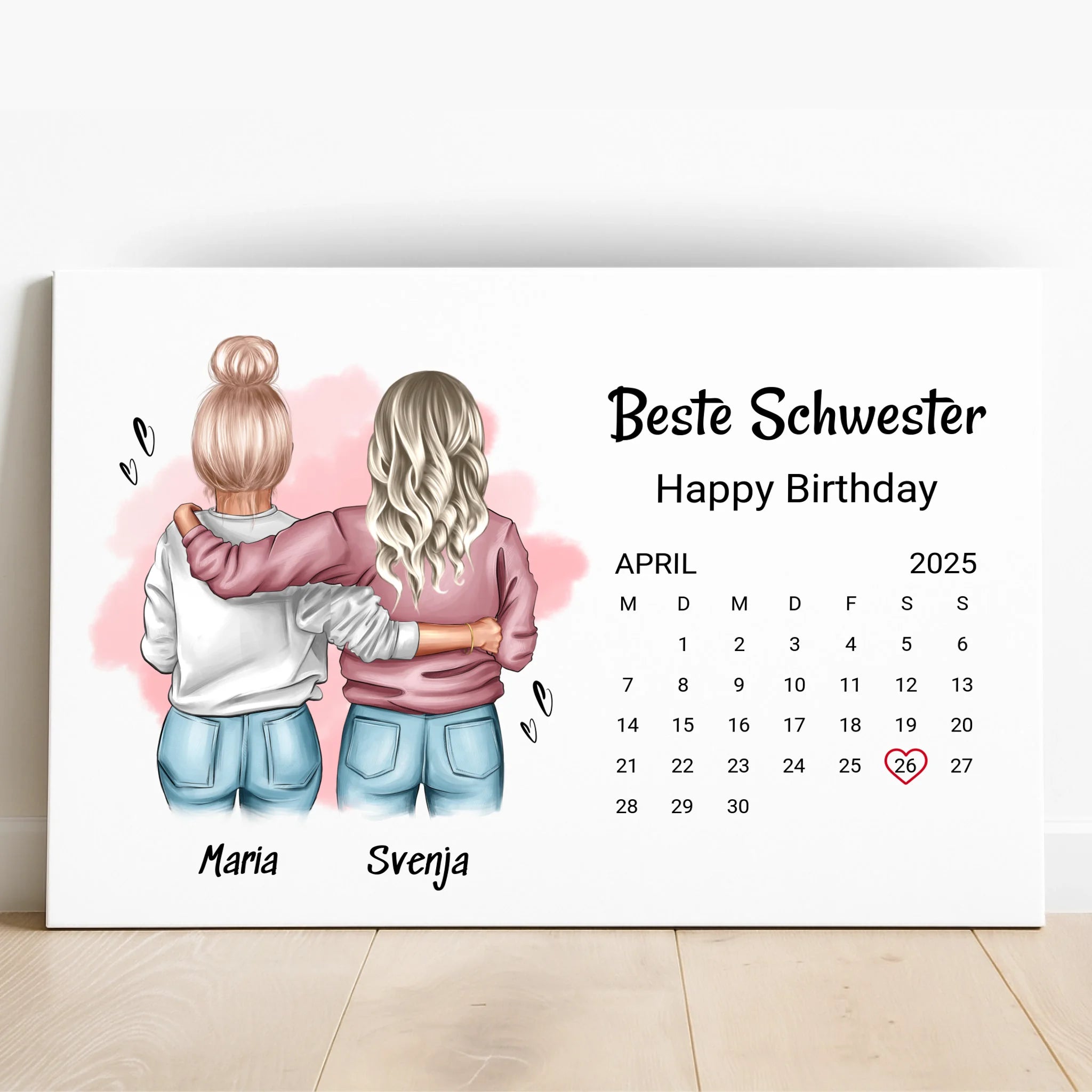 Schwester Geburtstagsgeschenk Bild personalisiert - Prinolla