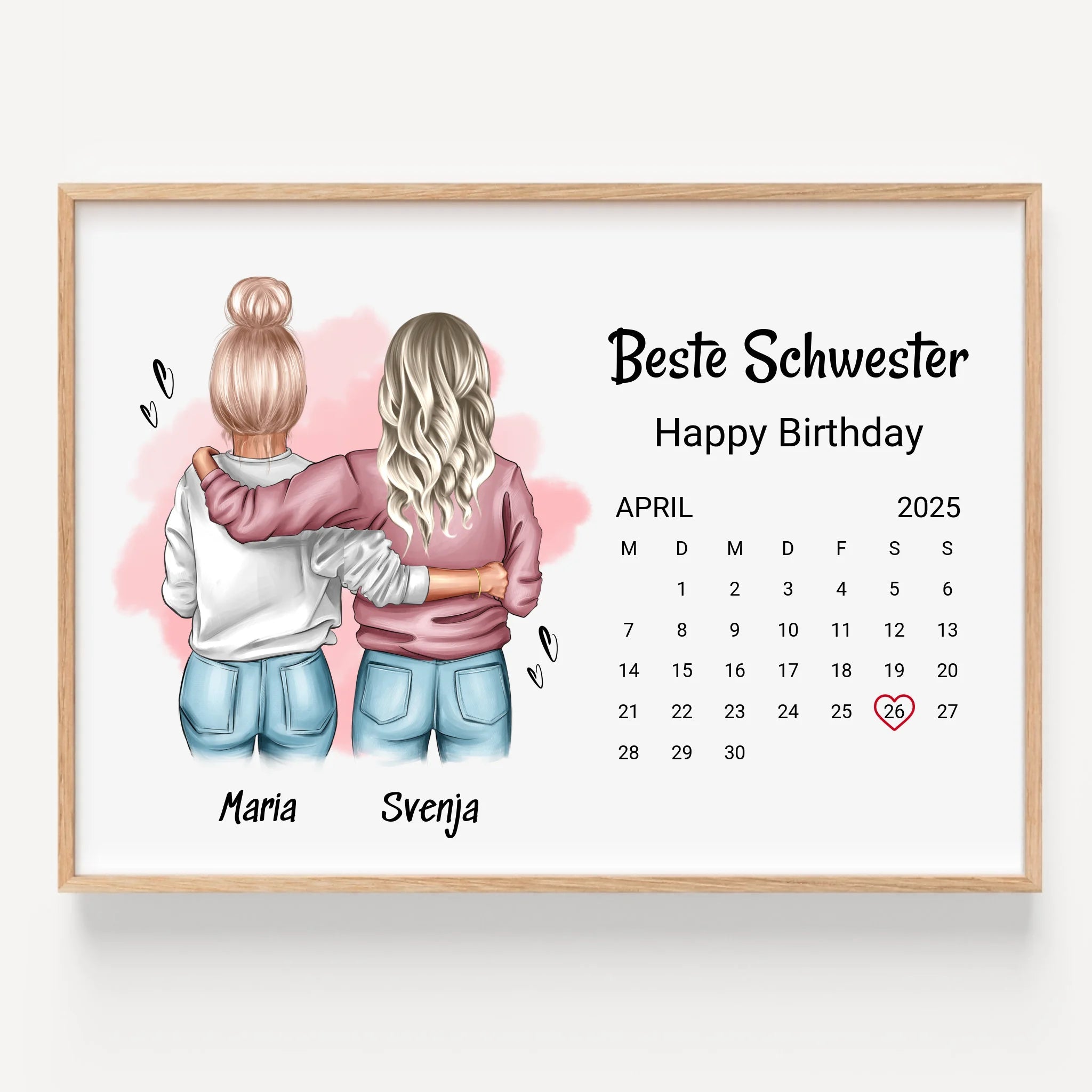 Schwester Geburtstagsgeschenk Bild personalisiert - Prinolla