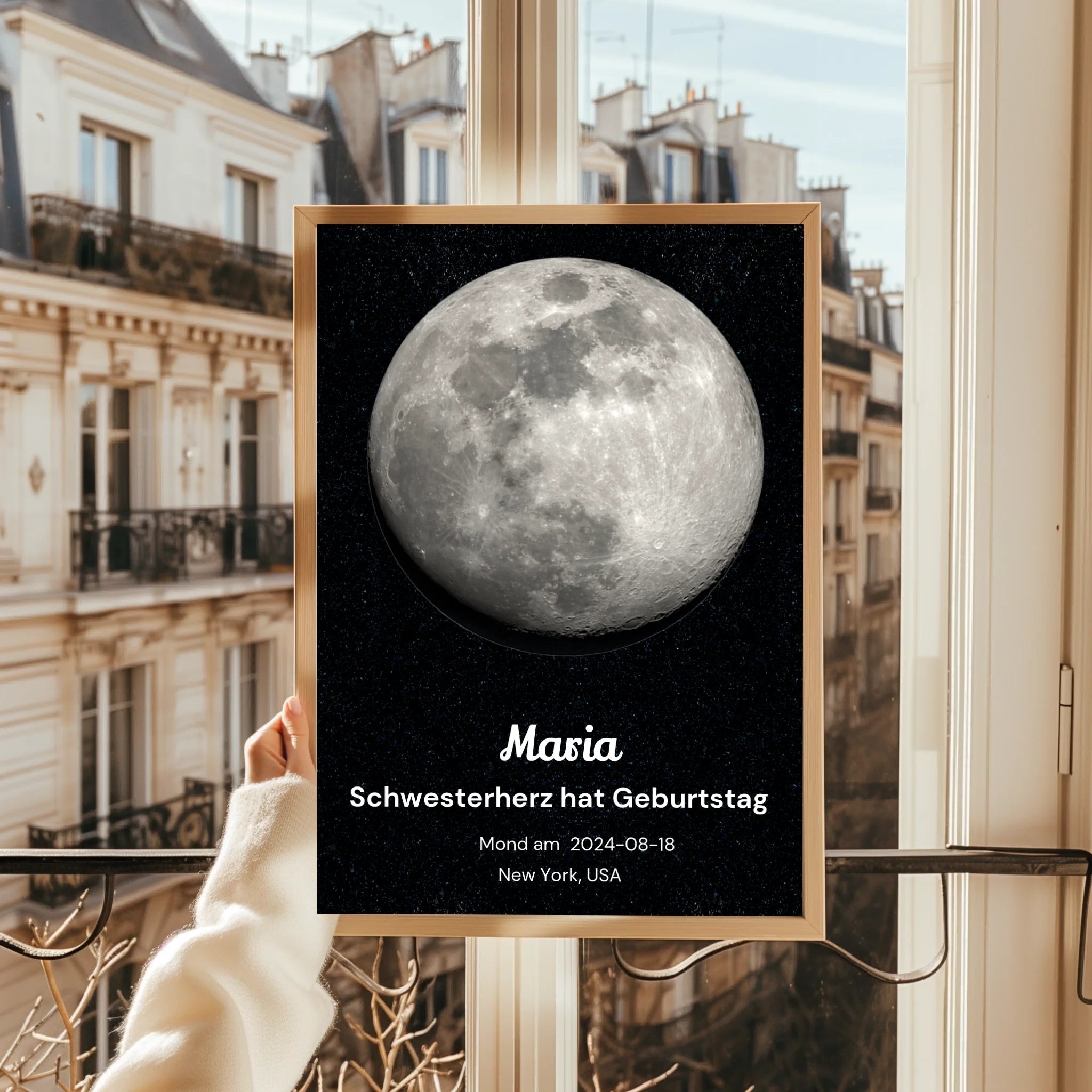 Schwester Mondposter Geschenk zum Geburtstag gestalten - Prinolla