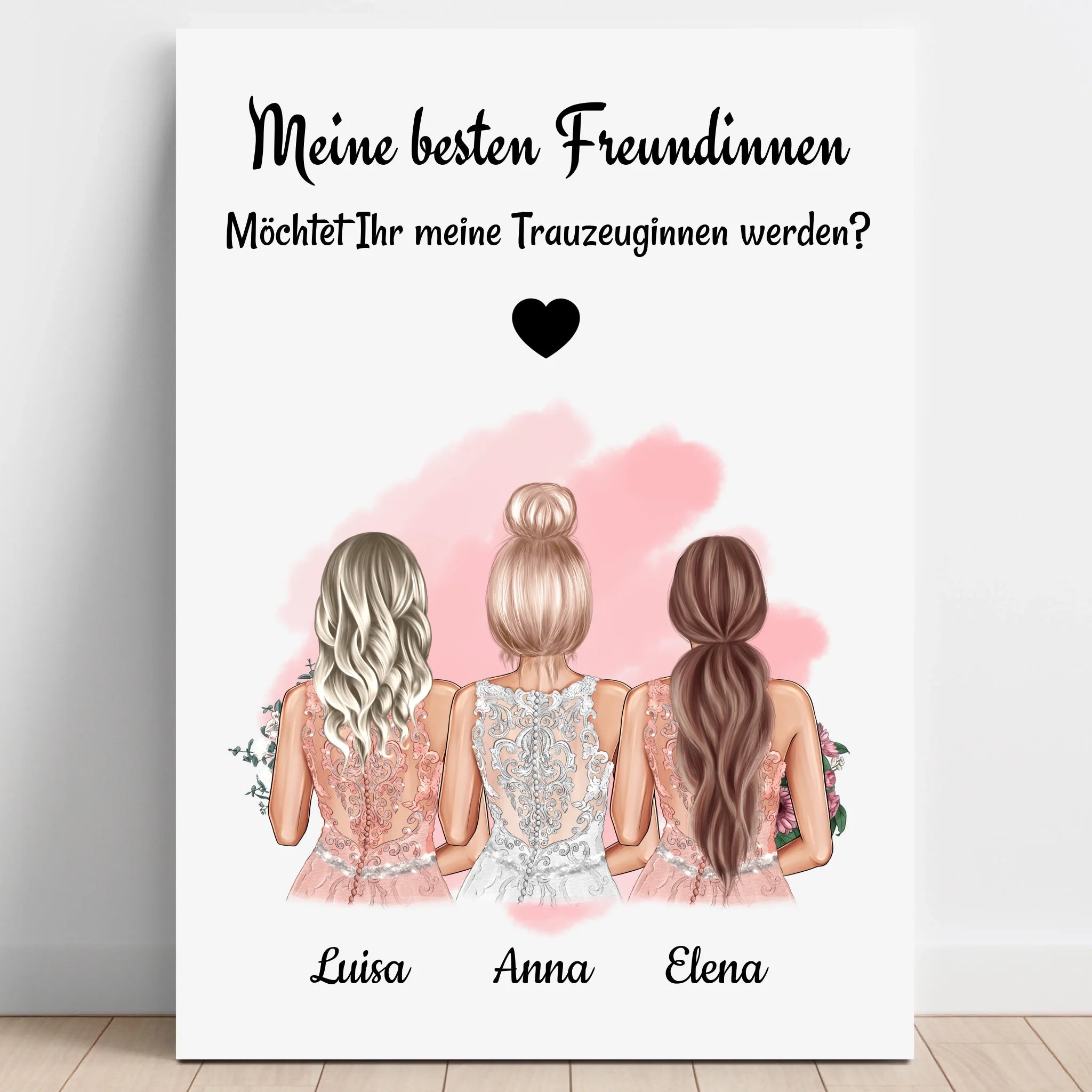 Trauzeuginnen Fragen Geschenk Bild personalisiert - Prinolla