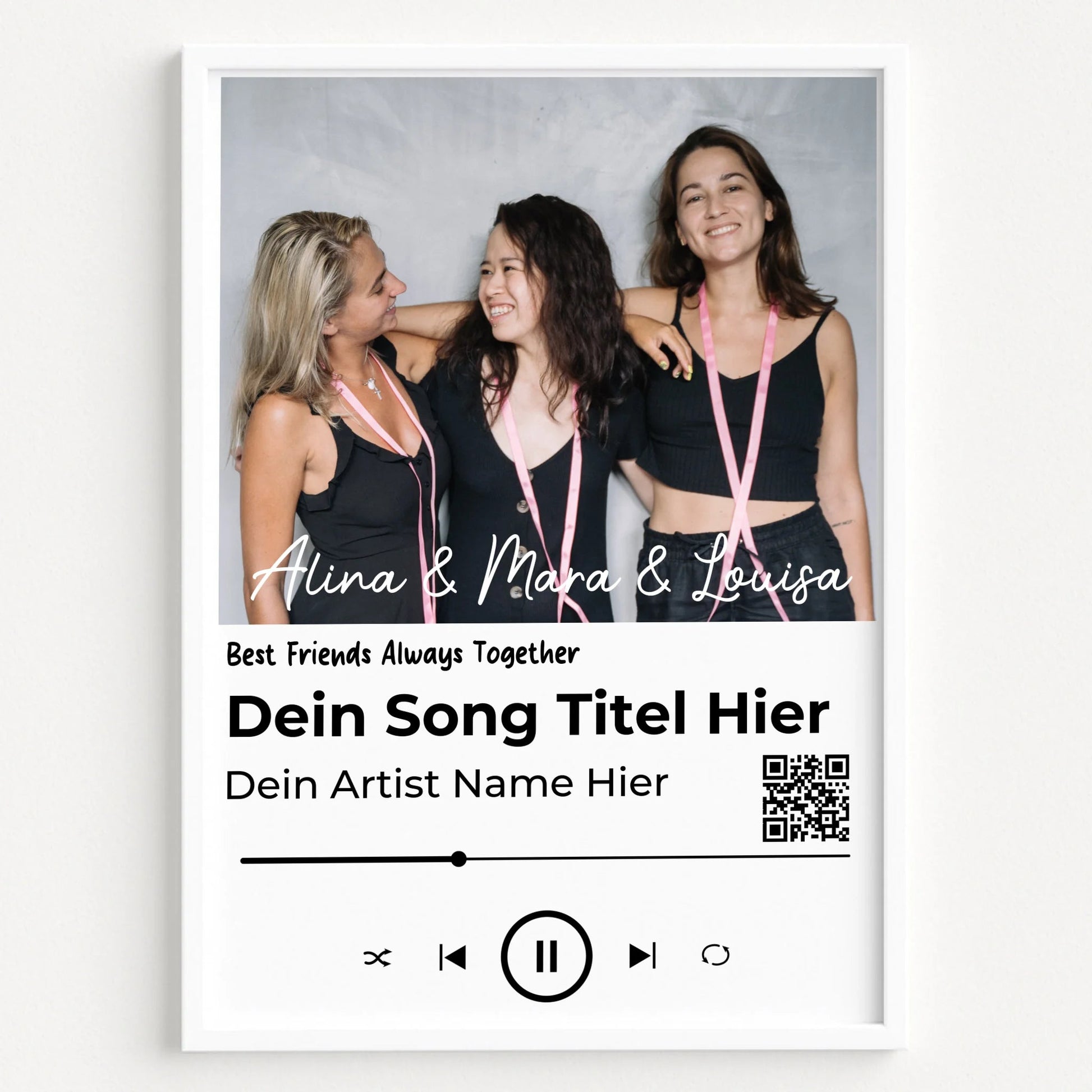 3 Freunde Mädchen Musikposter mit Foto personalisiert - Prinolla