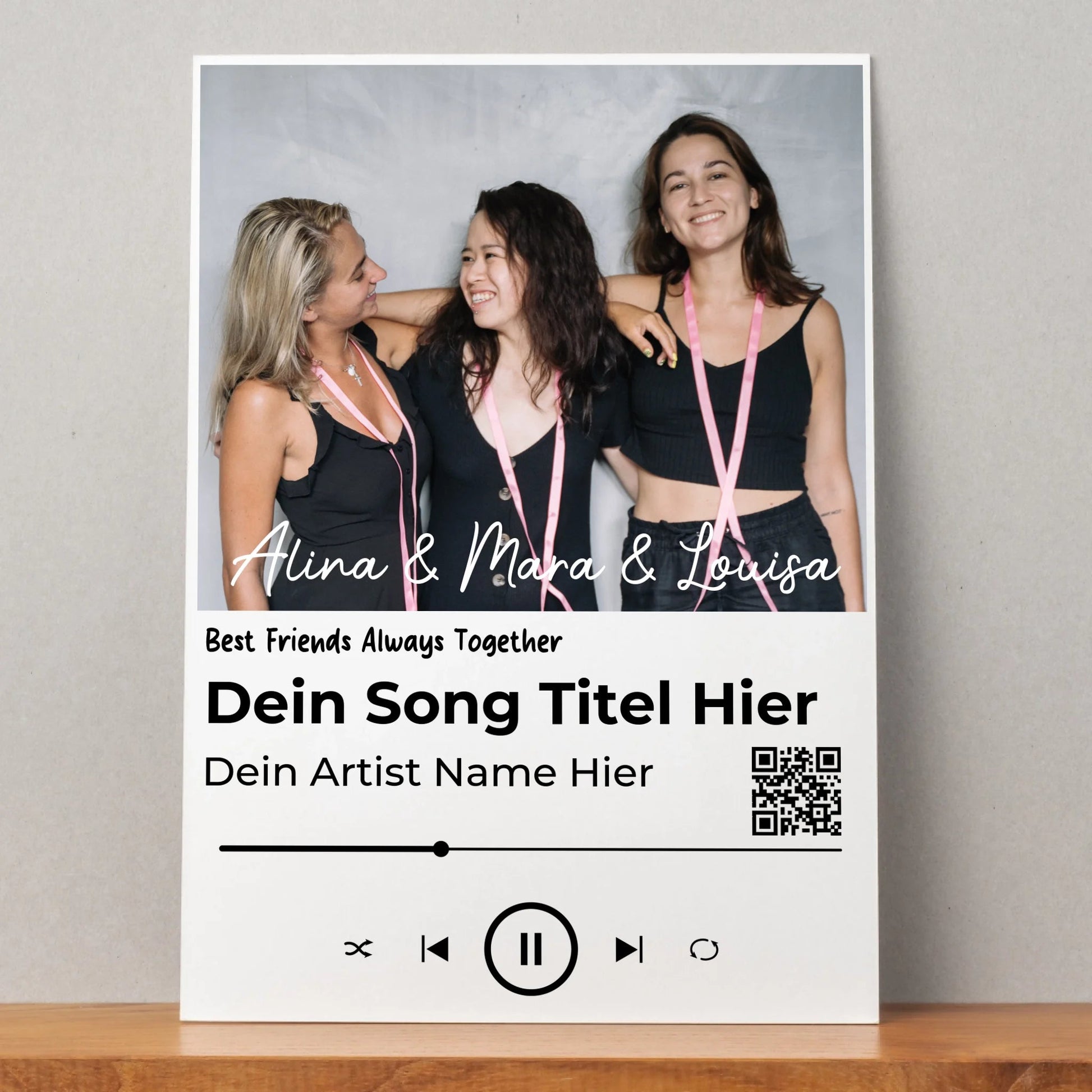 3 Freunde Mädchen Musikposter mit Foto personalisiert - Prinolla