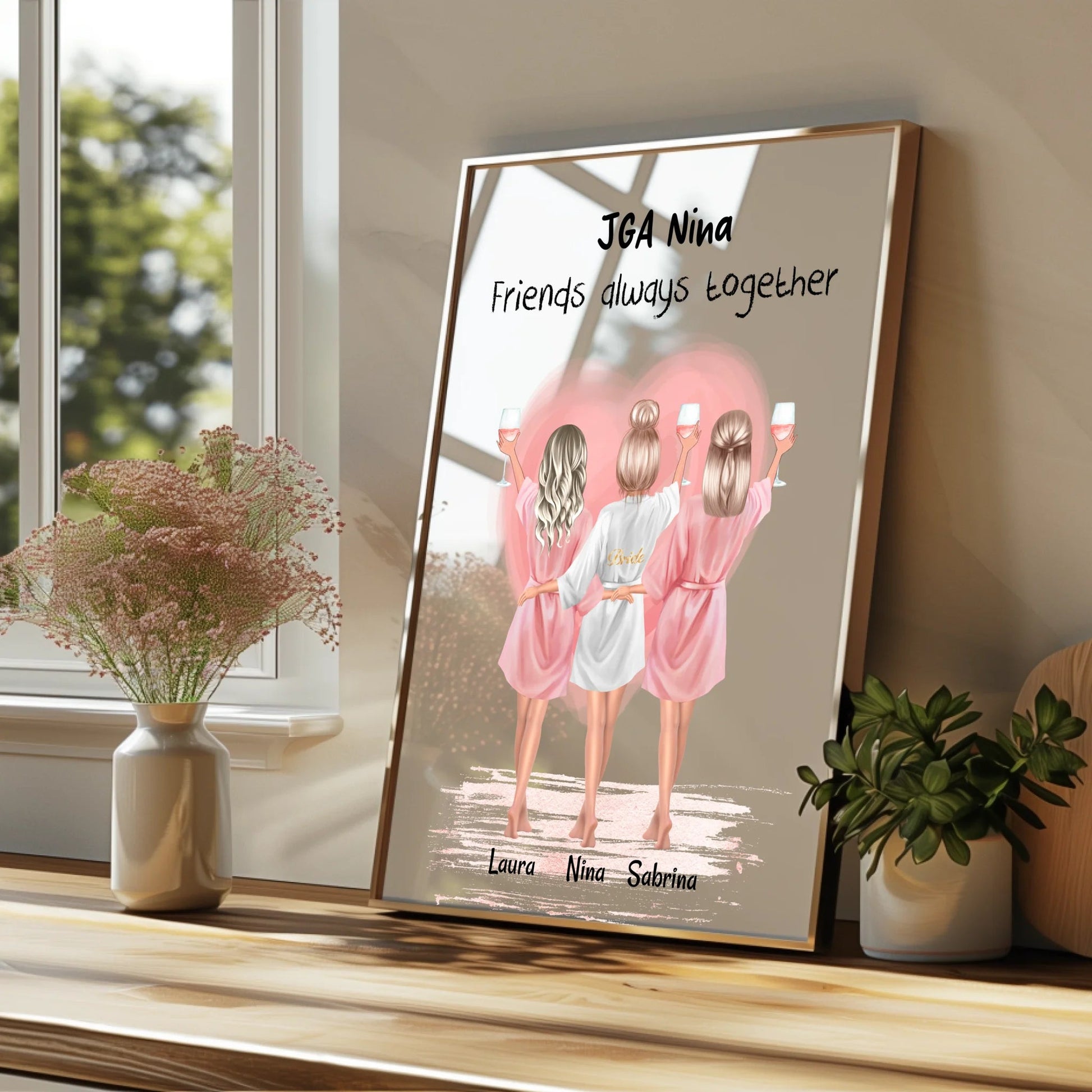 3 Freundinnen JGA Henna Abend Kina Geschenk Bild - Prinolla