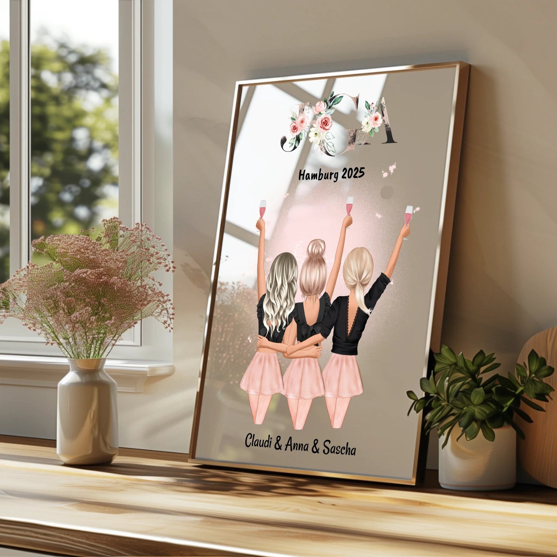 3 Freundinnen JGA Junggesellinnenabschied Bild gestalten - Prinolla