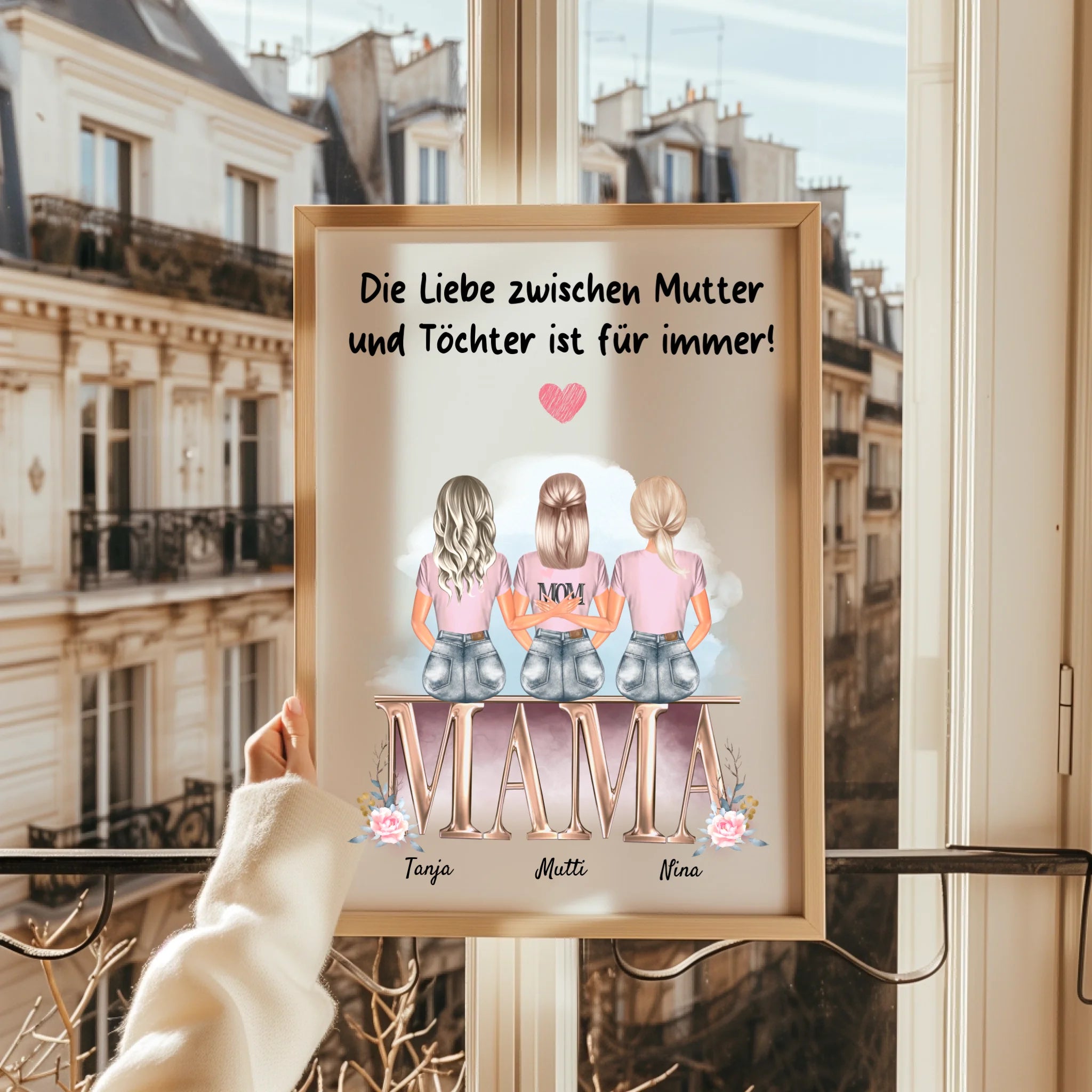 Mutter 2 Töchter Geschenk Poster personalisiert
