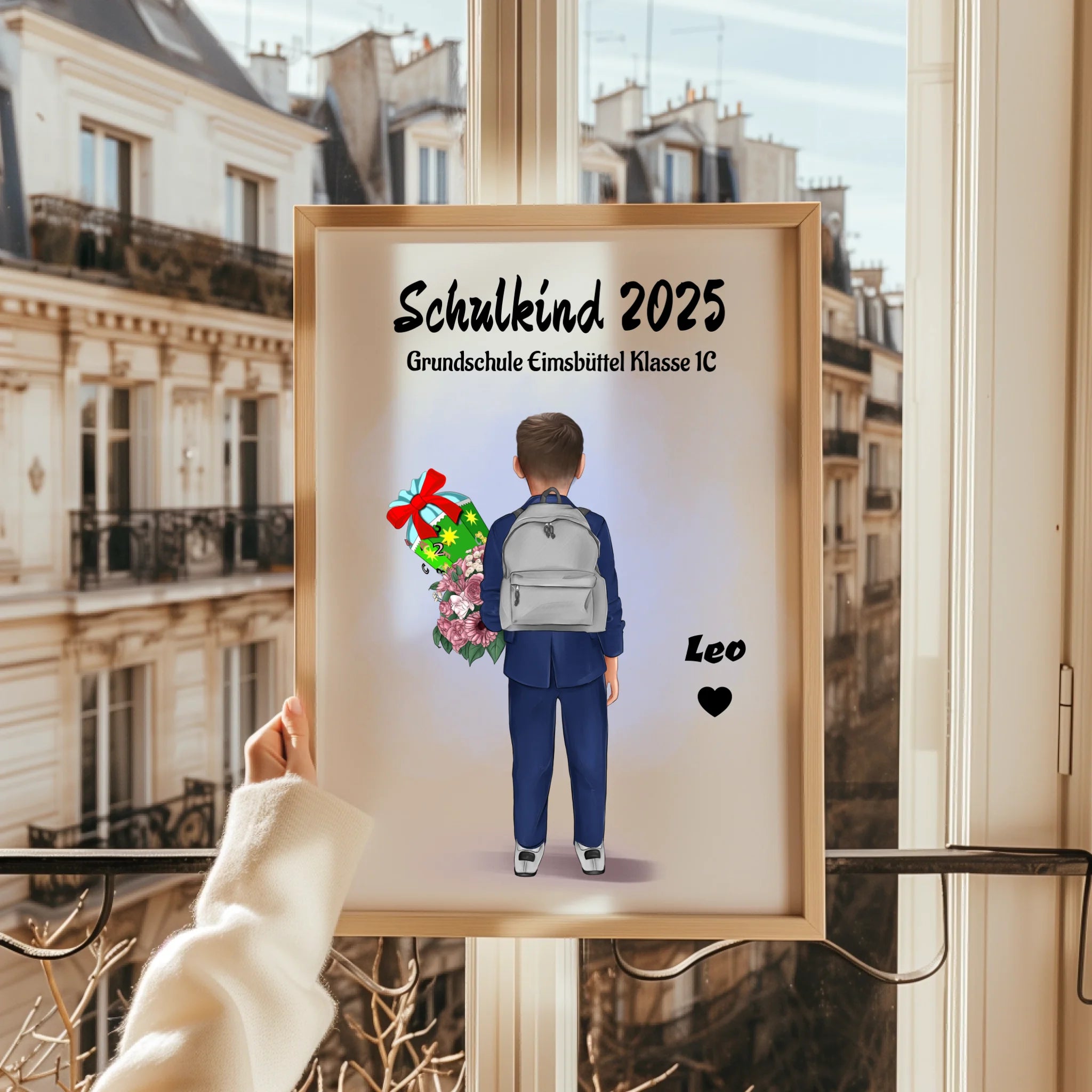 Junge Einschulung 1 Klasse Poster Geschenk personalisiert