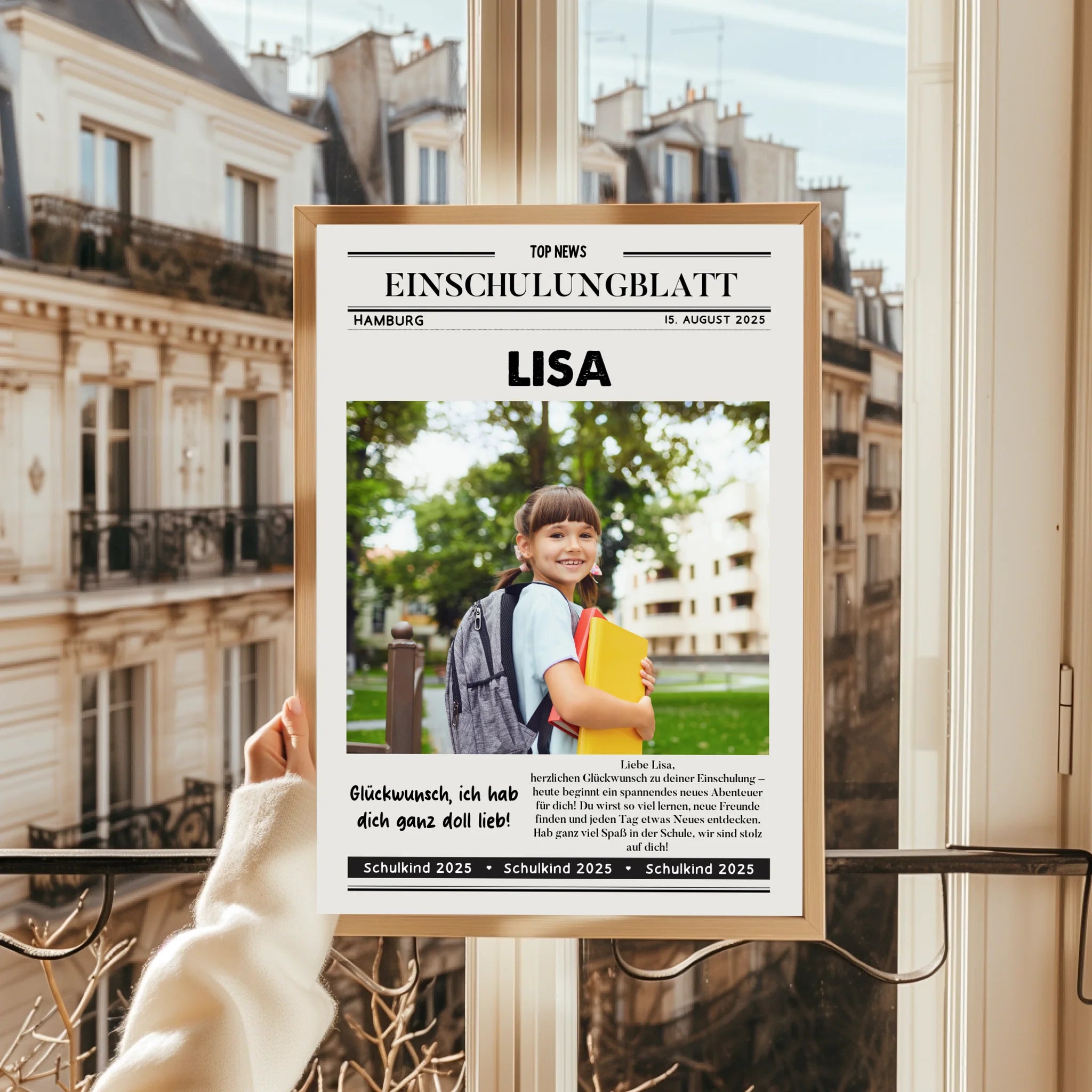 Einschulung Foto Geschenk Zeitungsposter personalisiert