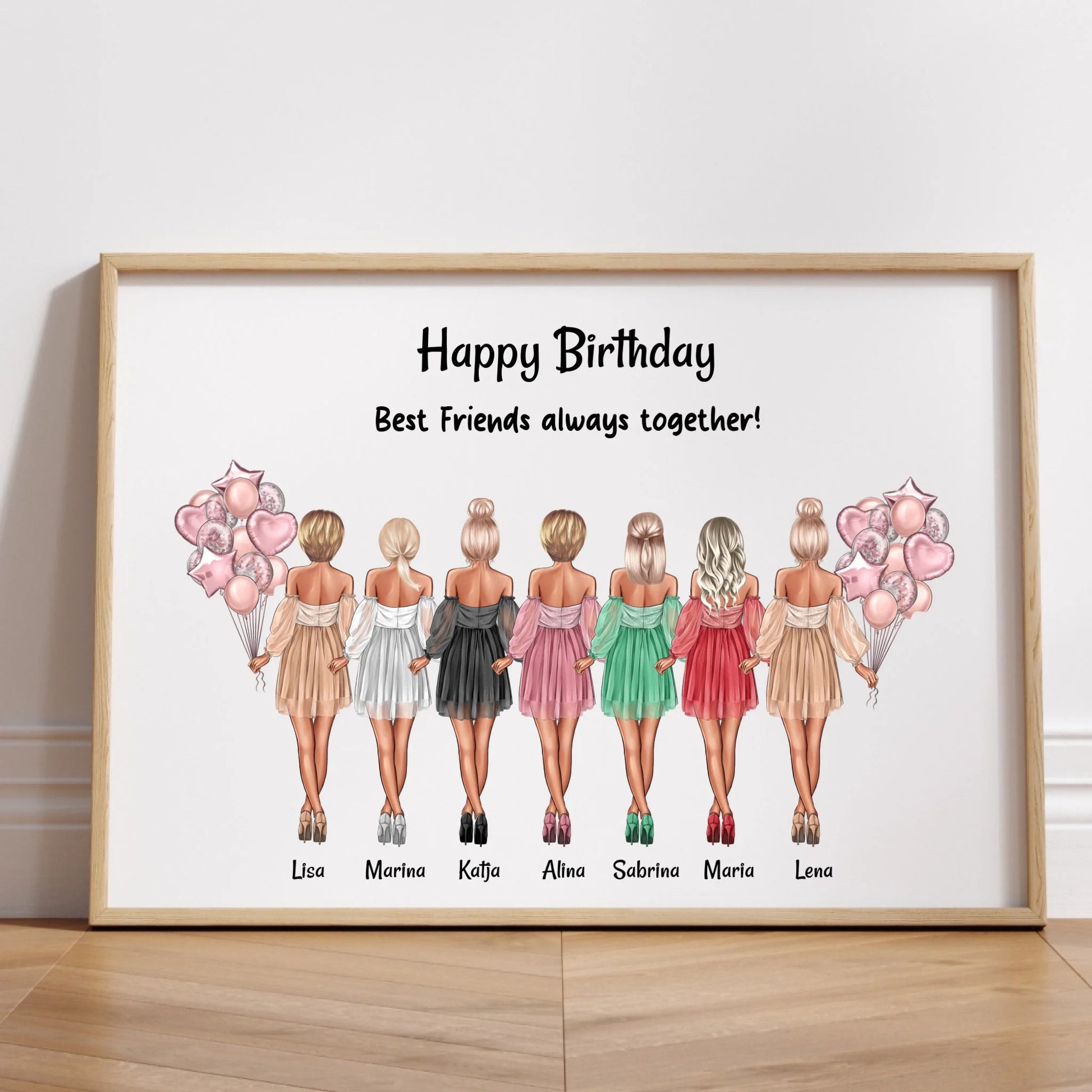 7 Mädchen Bild Geschenk mit Spruch gestalten - Prinolla