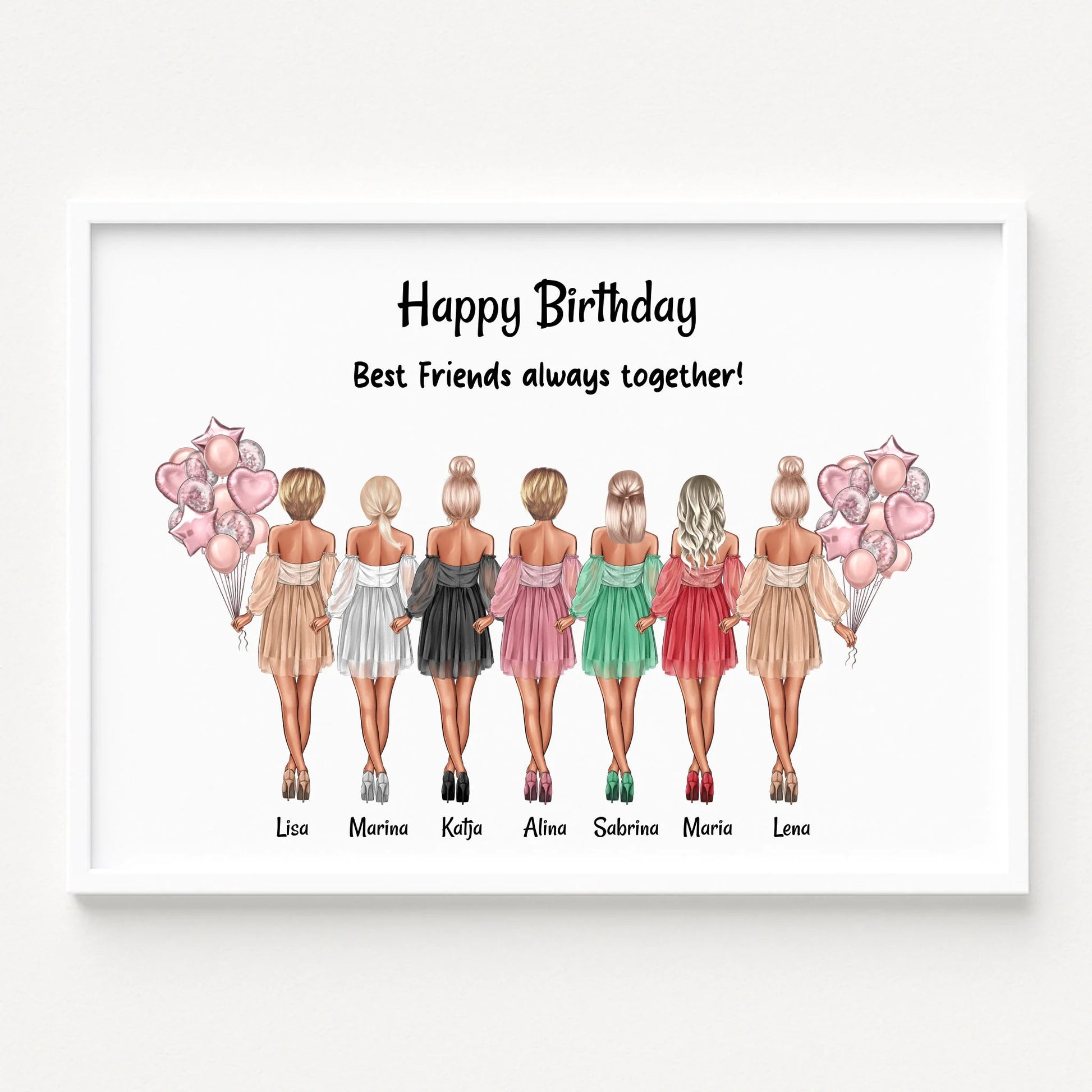 7 Mädchen Bild Geschenk mit Spruch gestalten - Prinolla