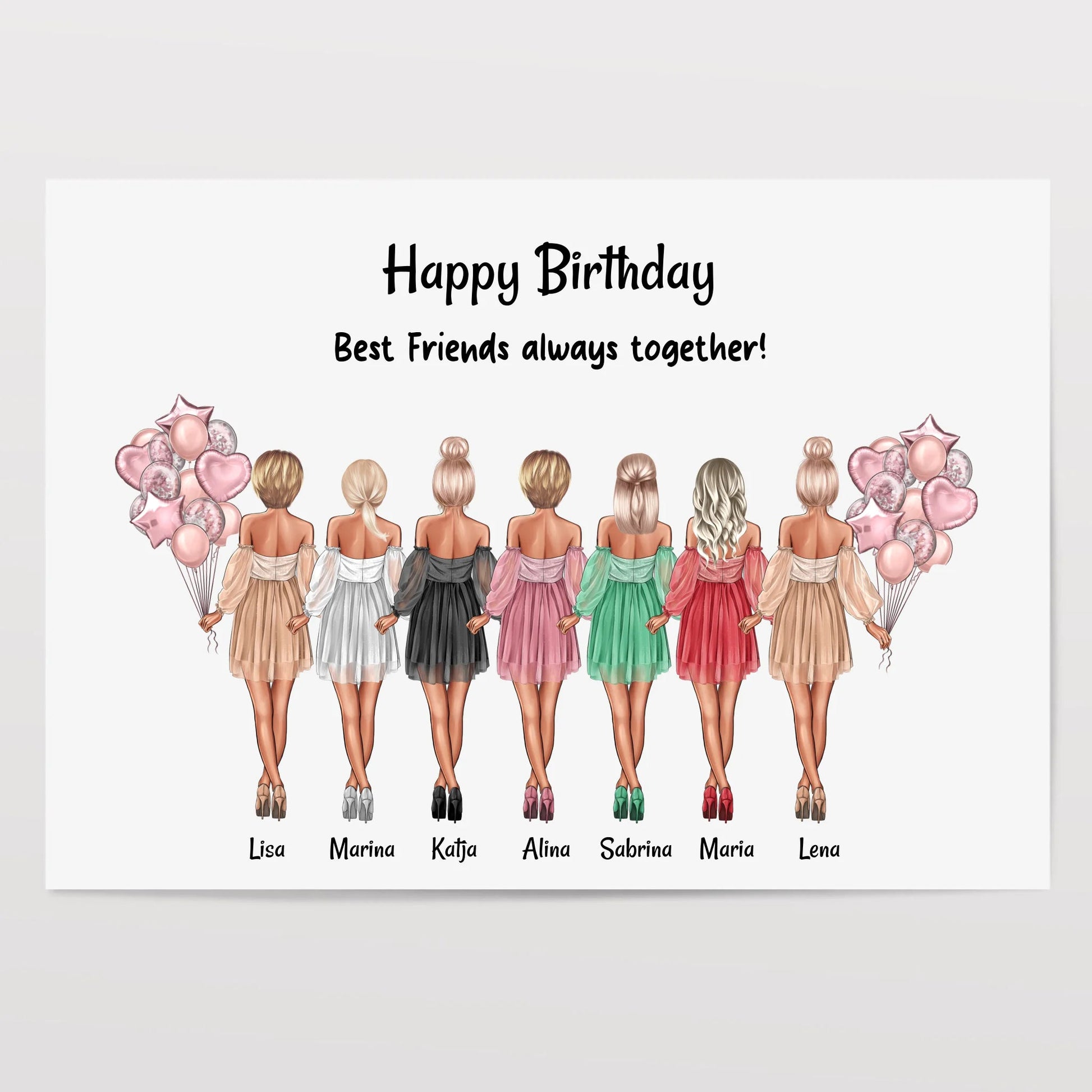7 Mädchen Bild Geschenk mit Spruch gestalten - Prinolla
