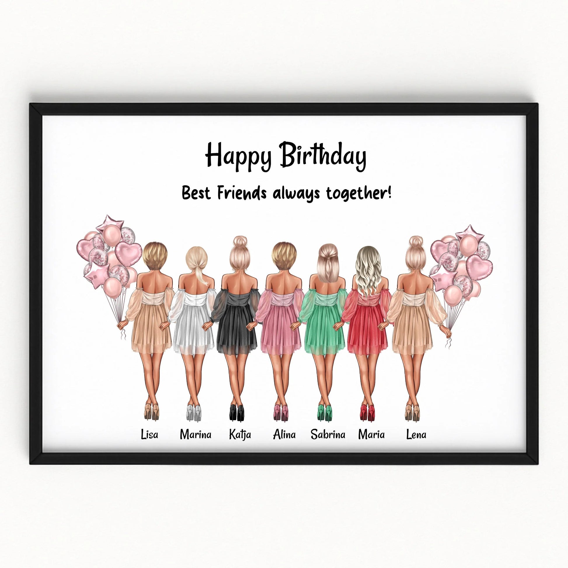 7 Mädchen Bild Geschenk mit Spruch gestalten - Prinolla