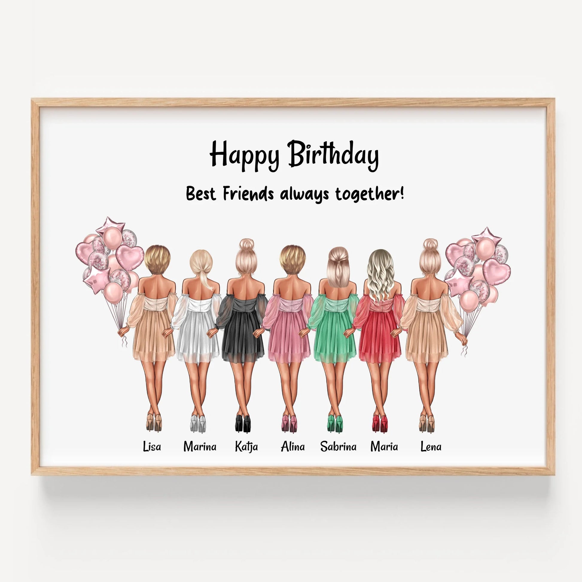 7 Mädchen Bild Geschenk mit Spruch gestalten - Prinolla