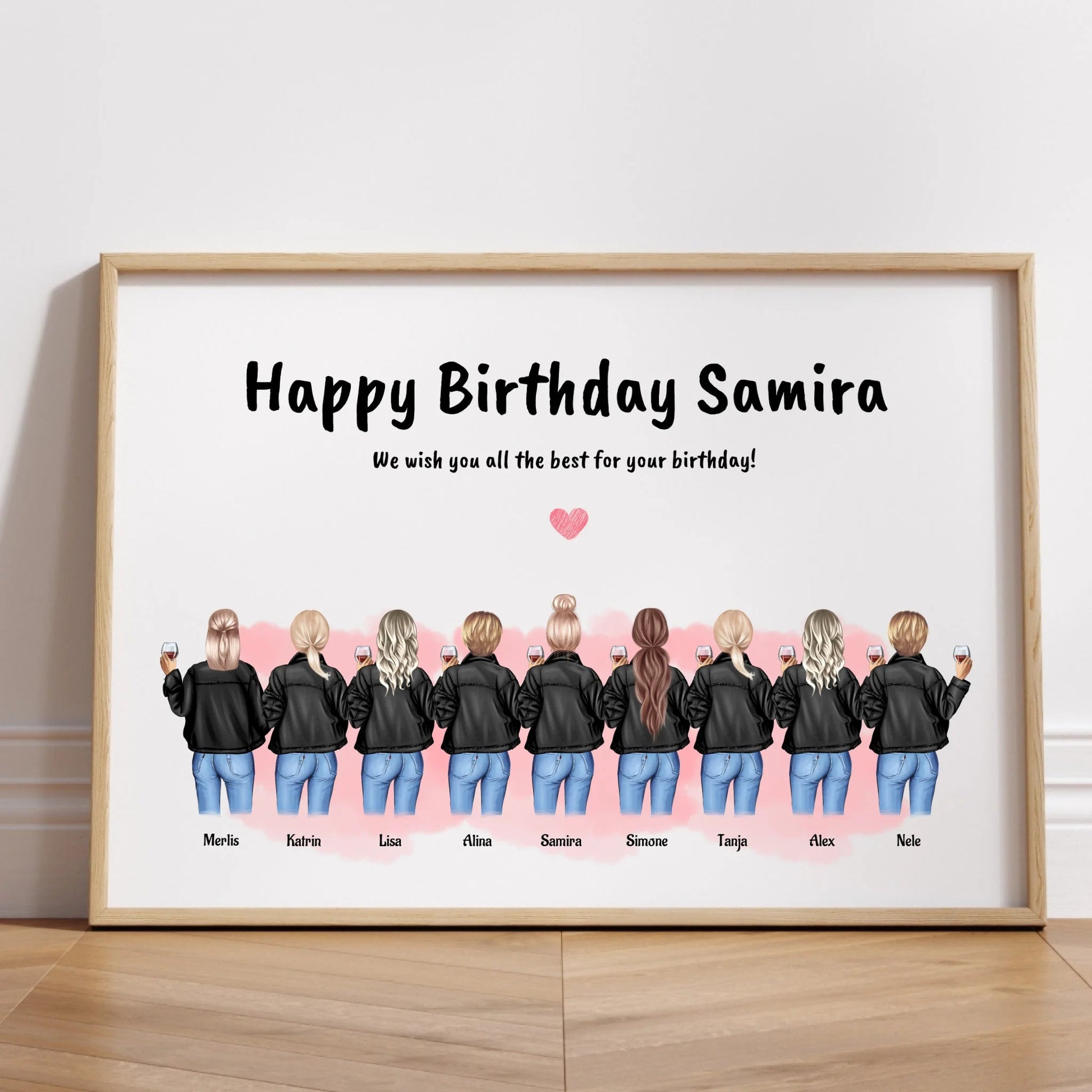 9 Freundinnen Bild Geschenk personalisiert - Prinolla